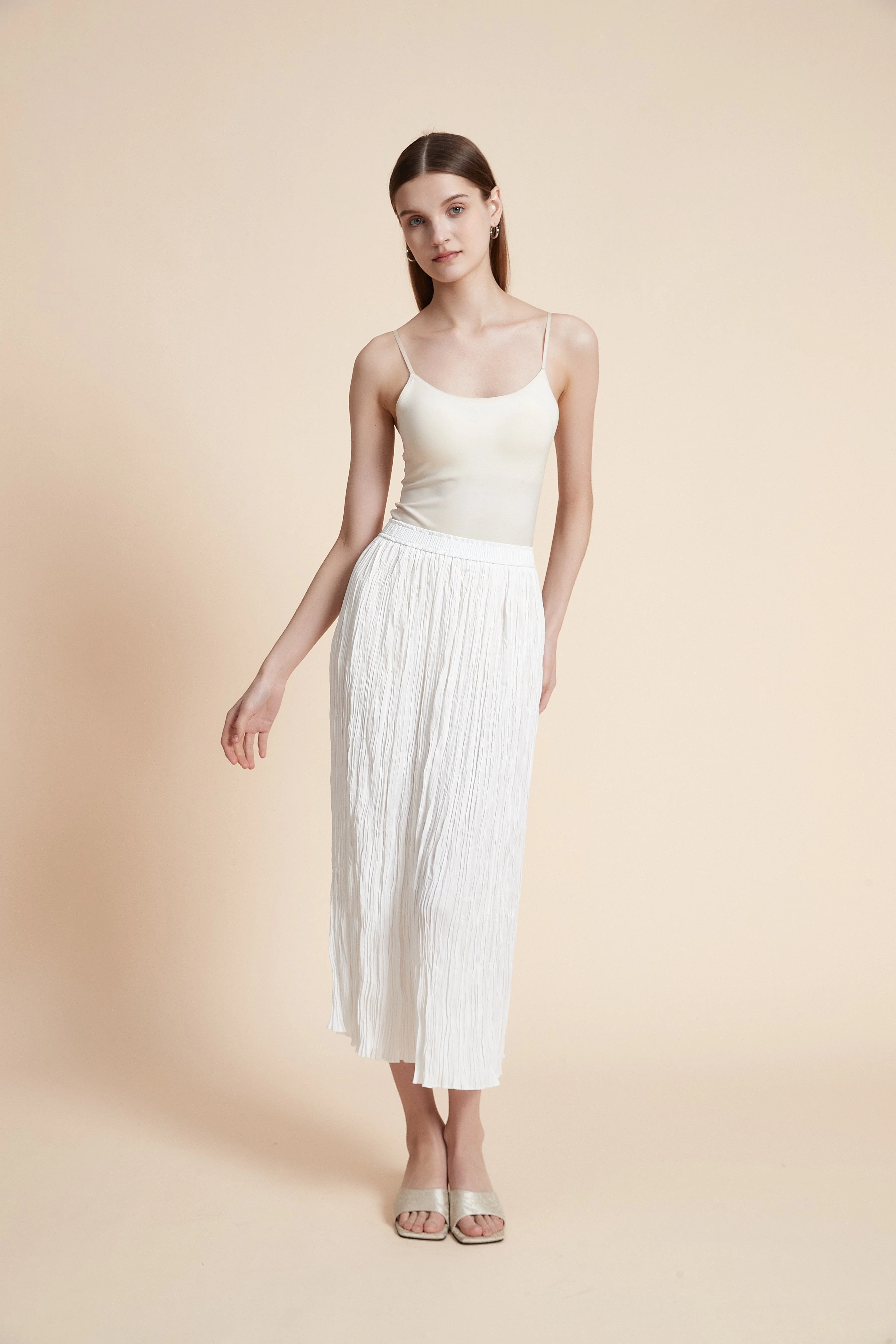 Plain Ruffled Midi Skirt - Straight Cut - Image 9