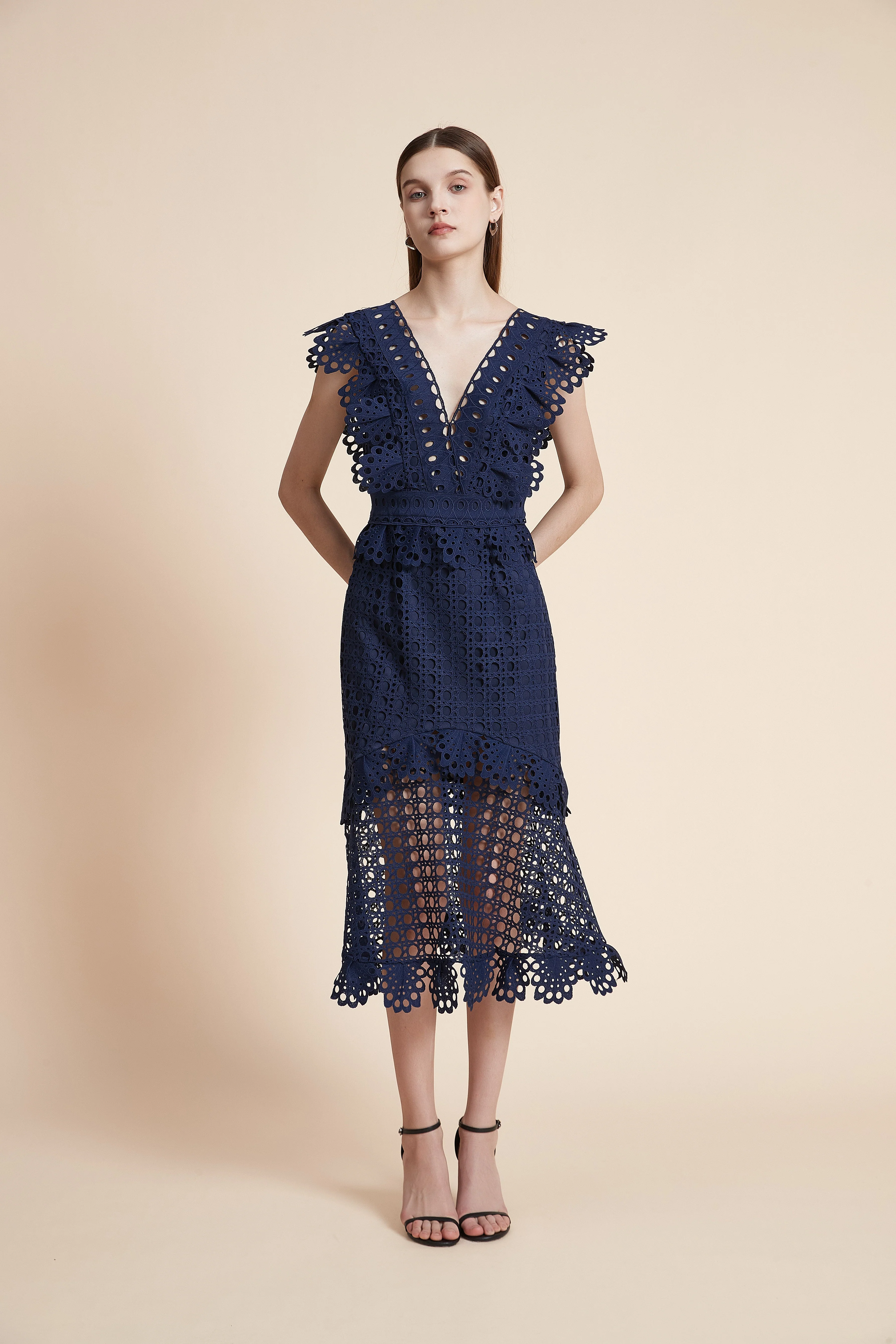 Short Sleeve Printed Midi Dress