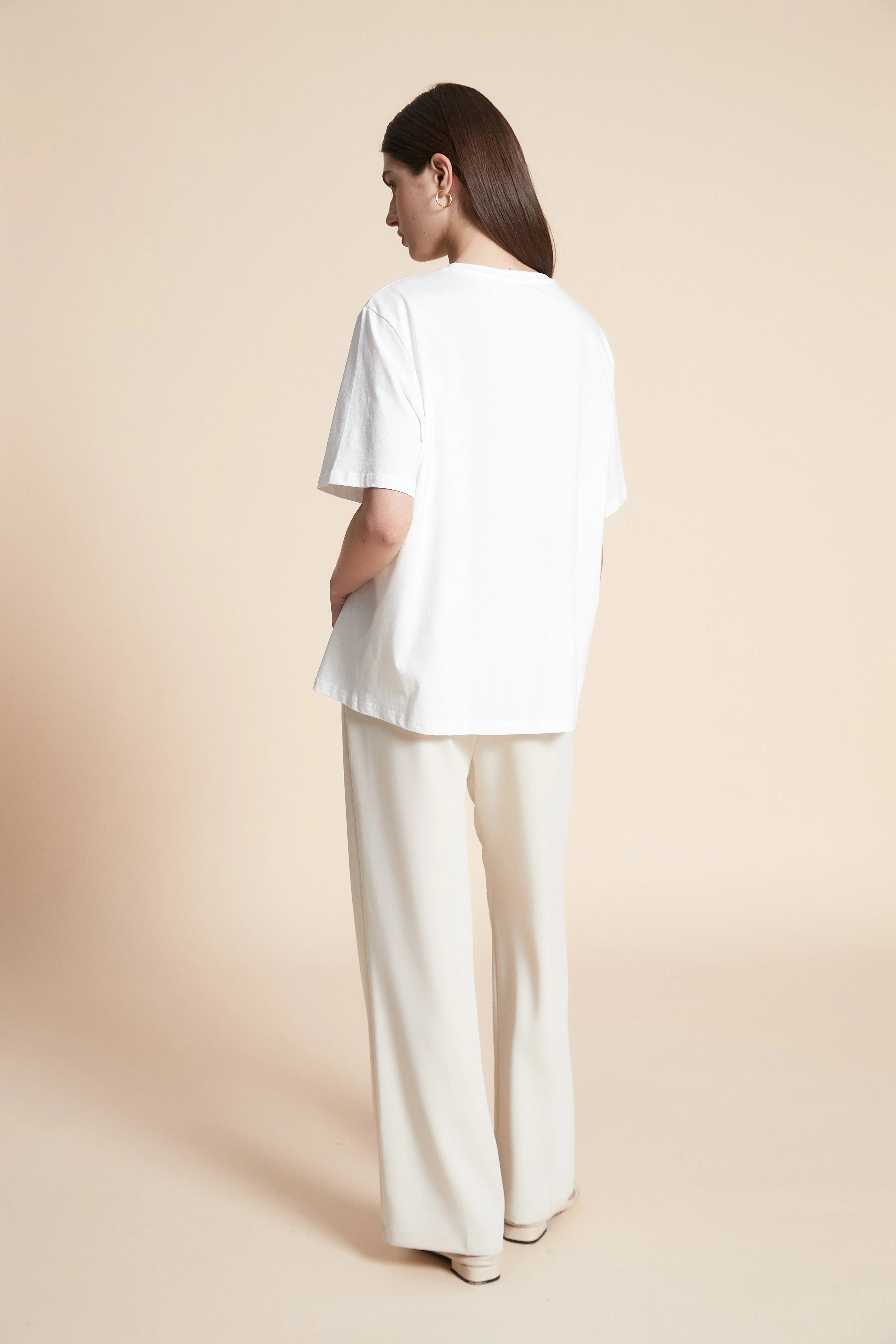 Plain Short Sleeves Waist-Length T-Shirt - Image 7