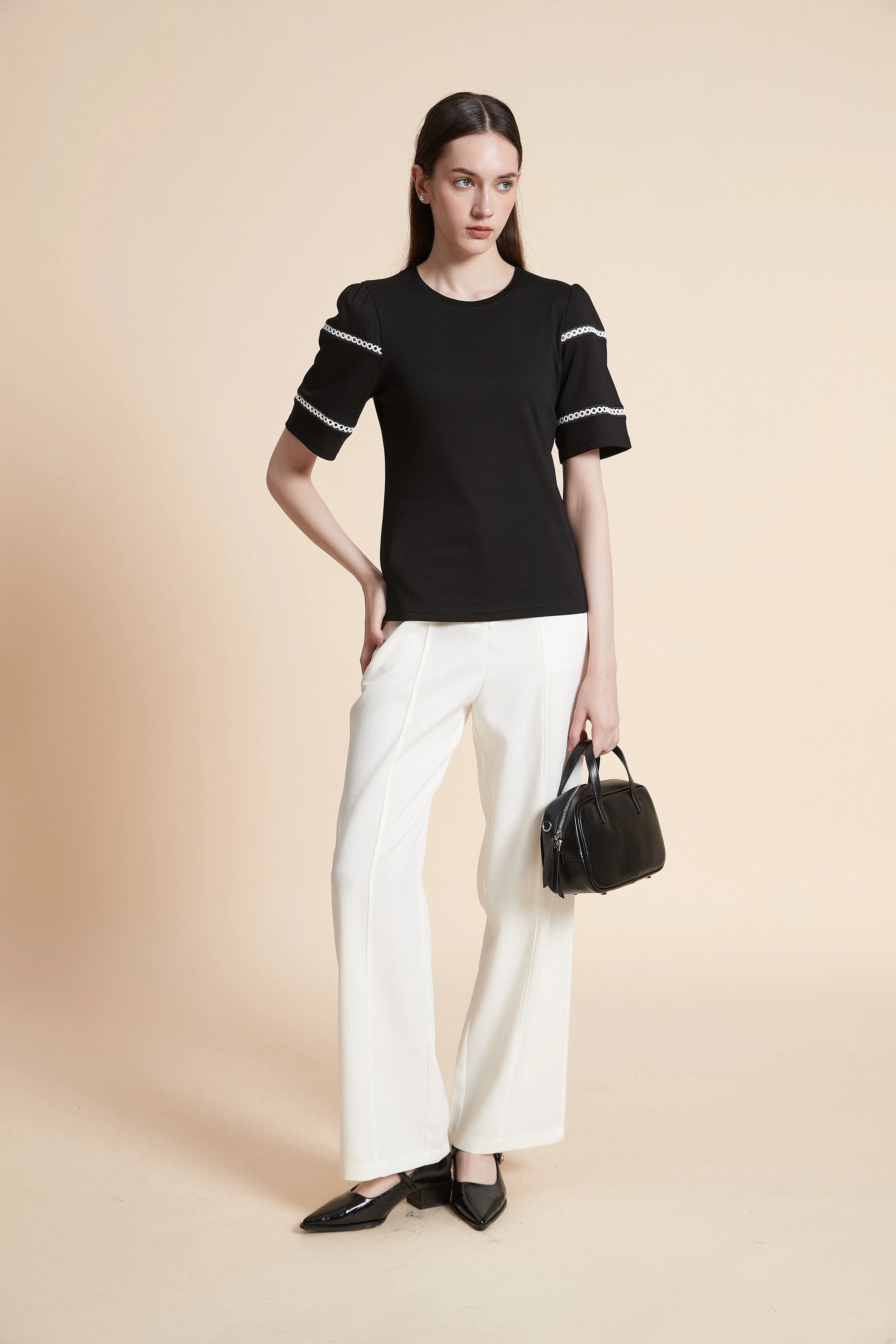 Embroidered Short Sleeve Plain T-Shirt - Image 2