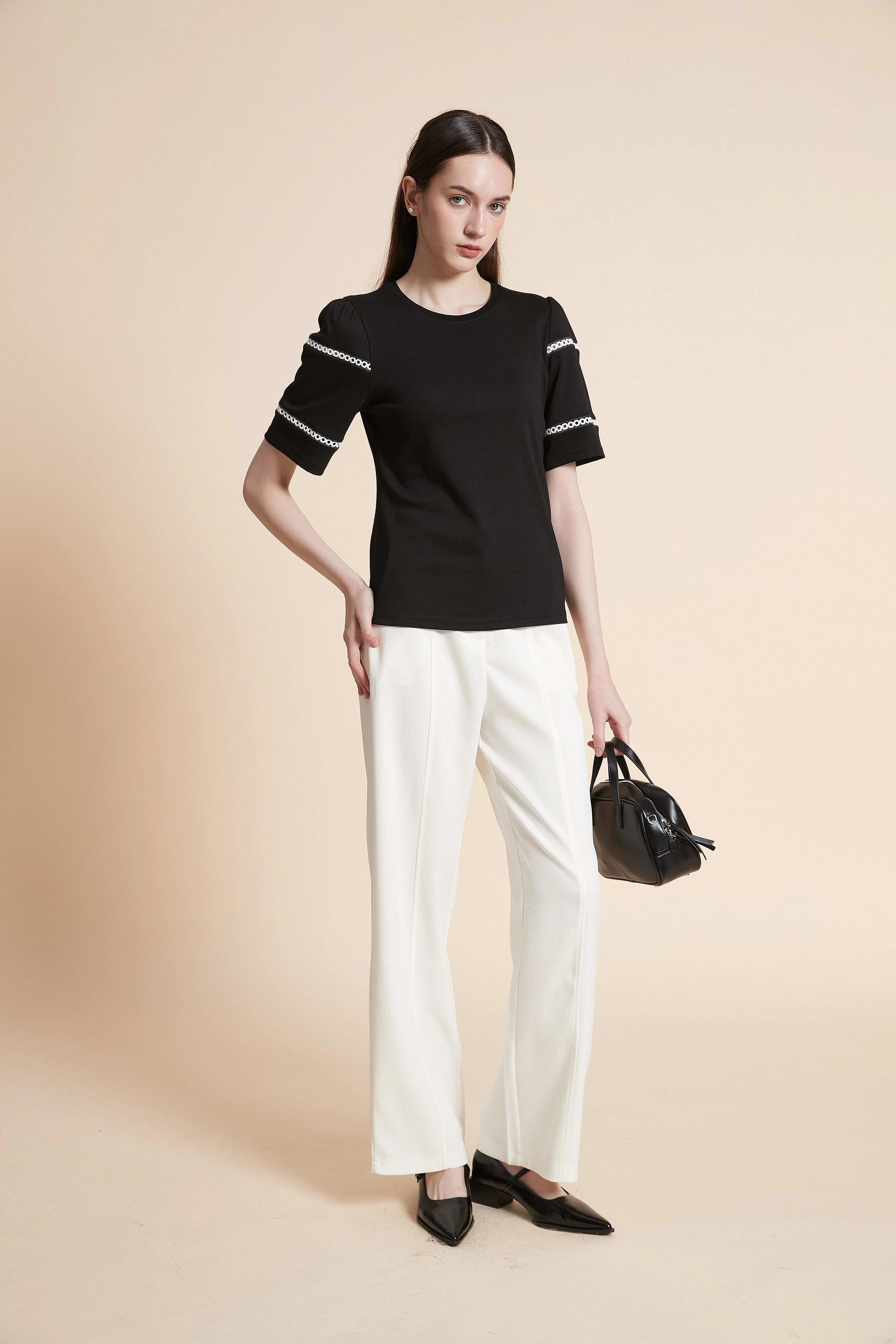 Embroidered Short Sleeve Plain T-Shirt - Image 3