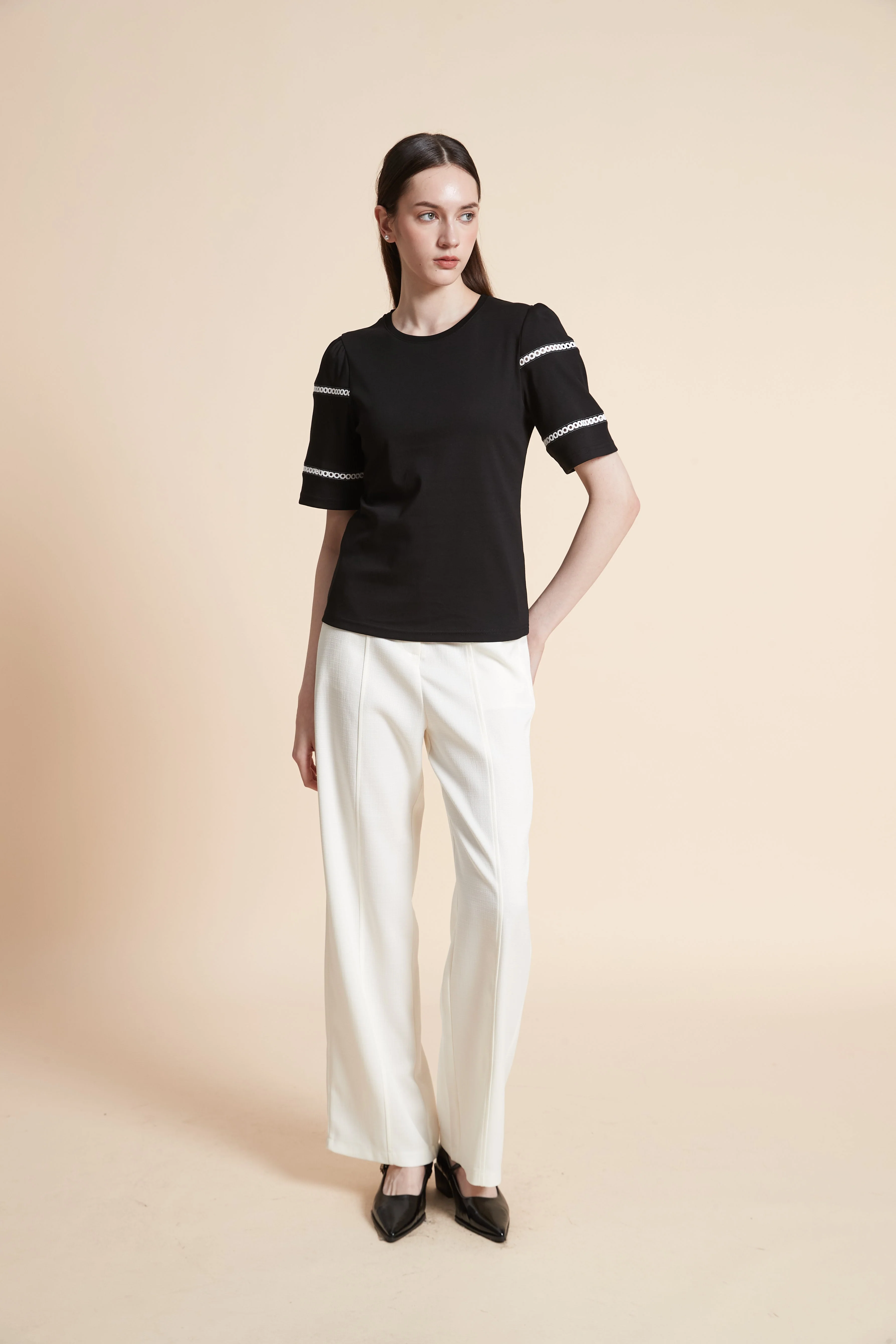 Embroidered Short Sleeve Plain T-Shirt - Image 4