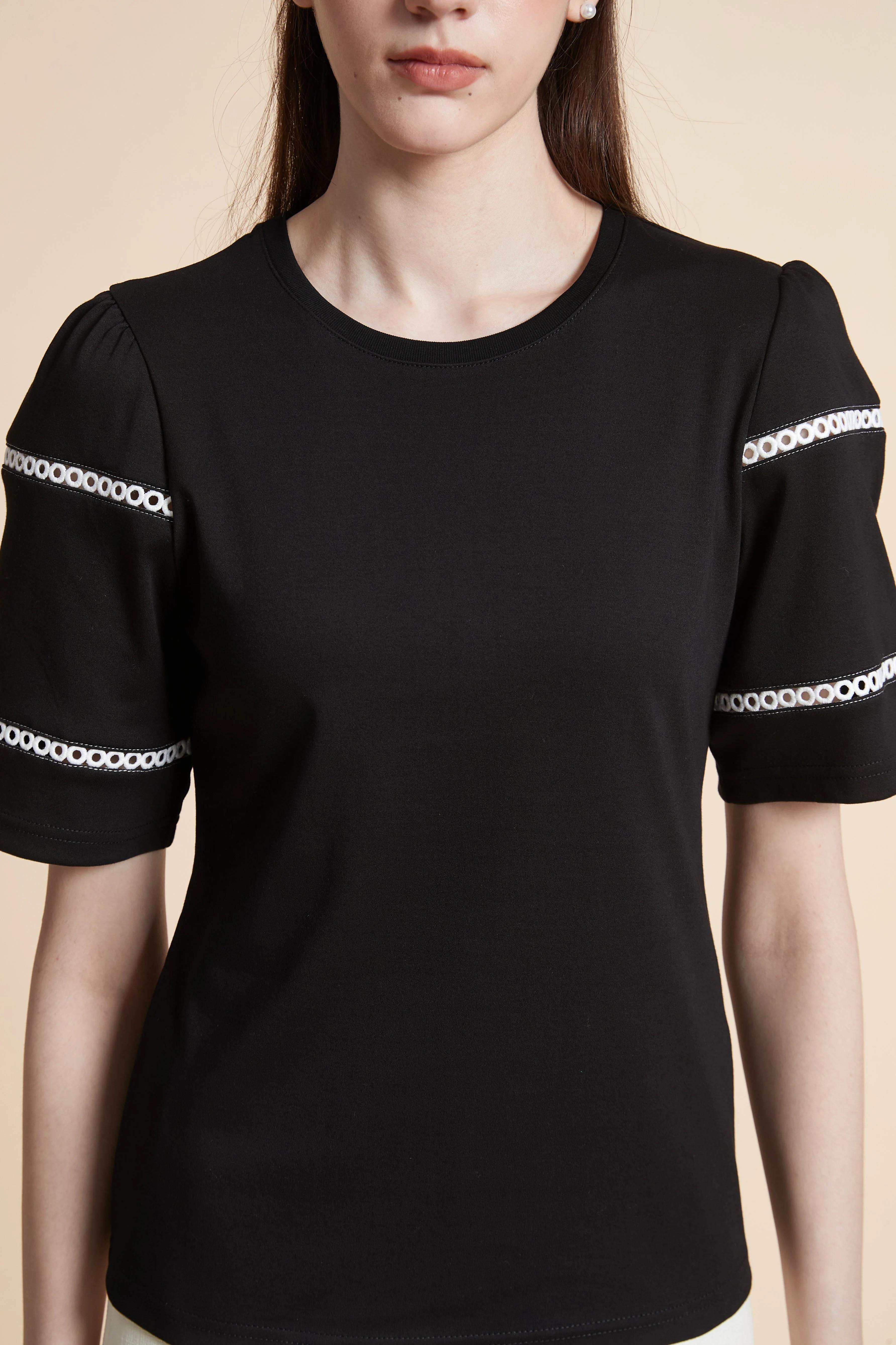 Embroidered Short Sleeve Plain T-Shirt - Image 5