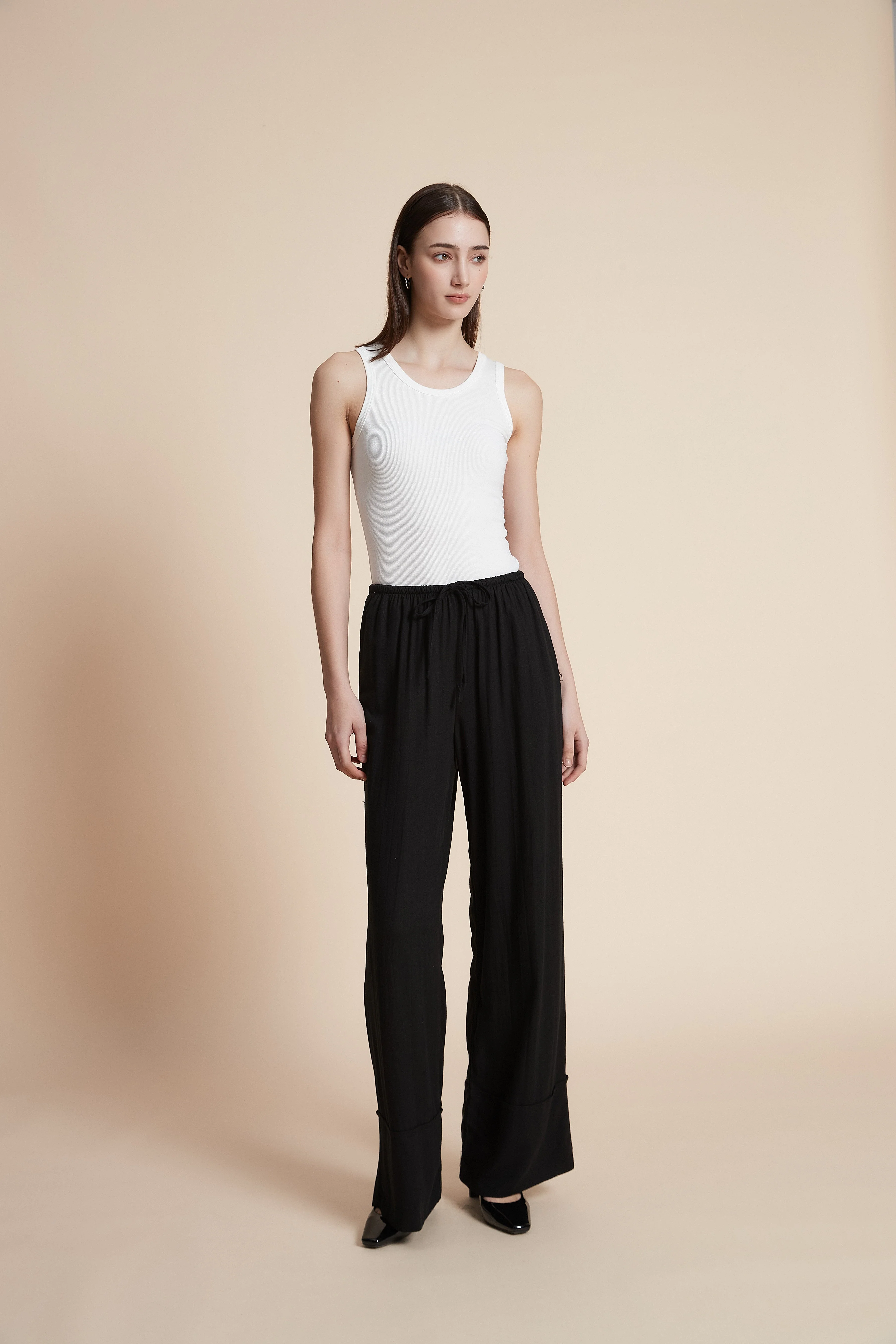 Plain Wide-Leg Trousers - Image 3