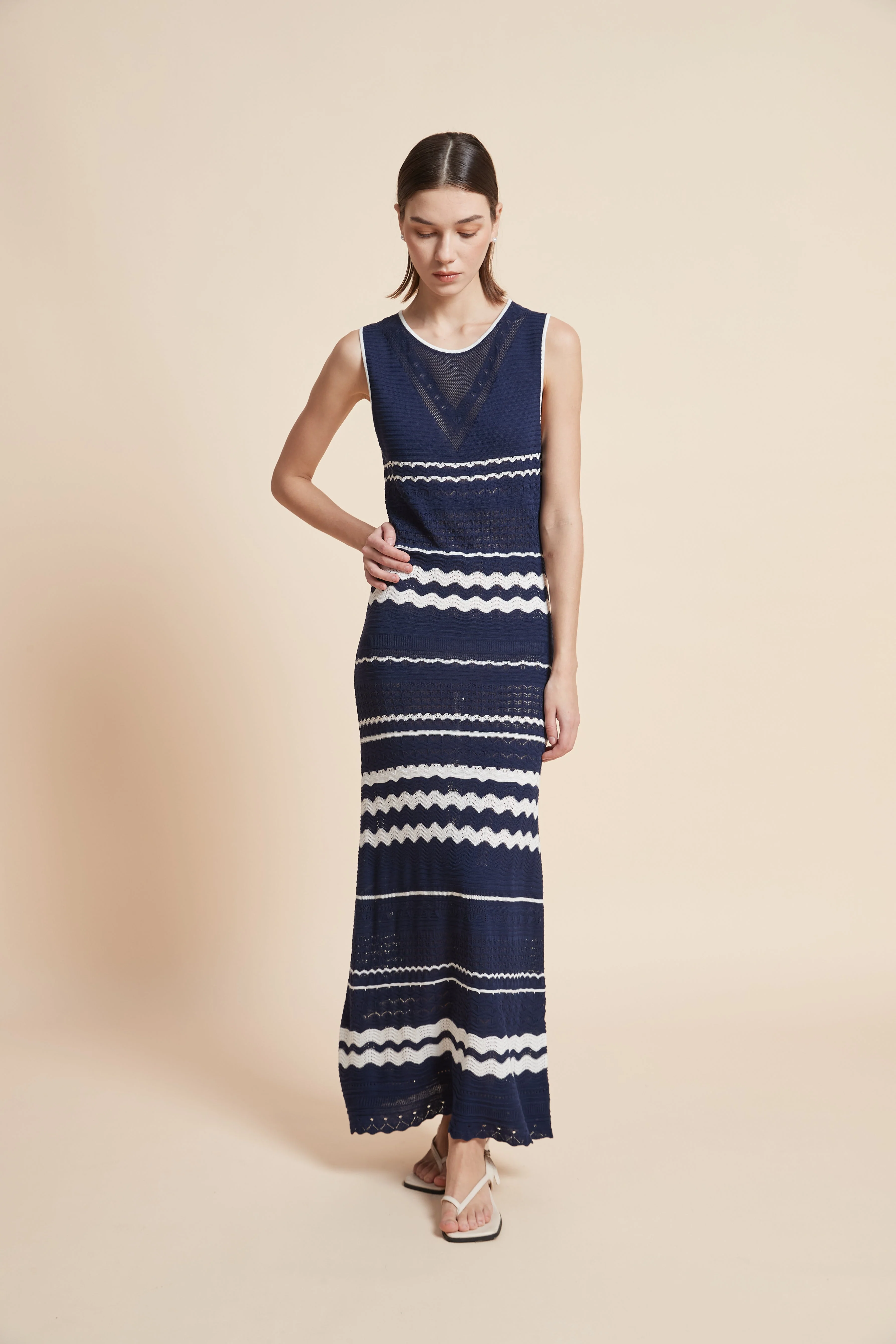 Sleeveless Striped Maxi Dress - Image 3