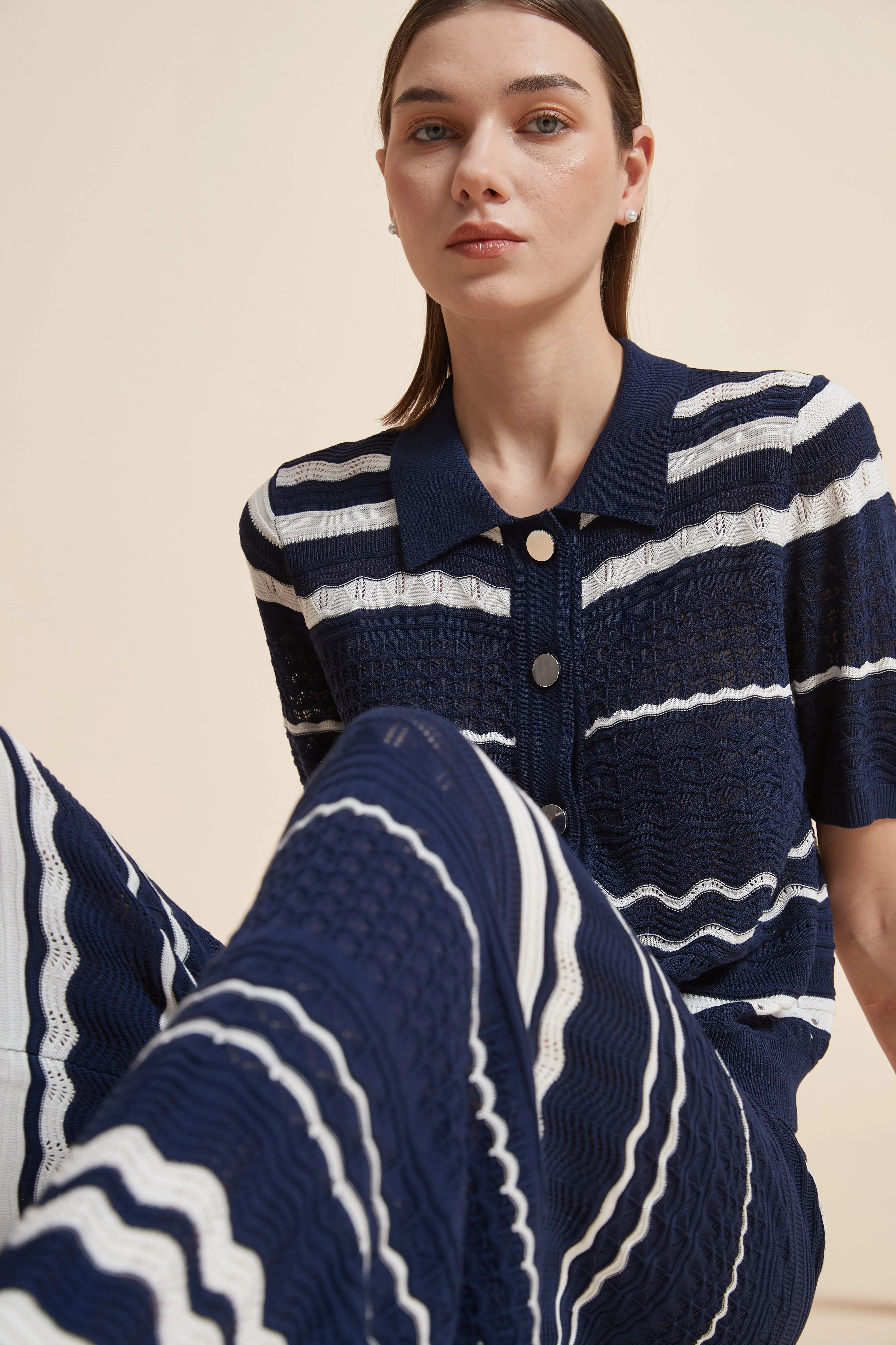 Striped Half-Sleeve Top - Image 7