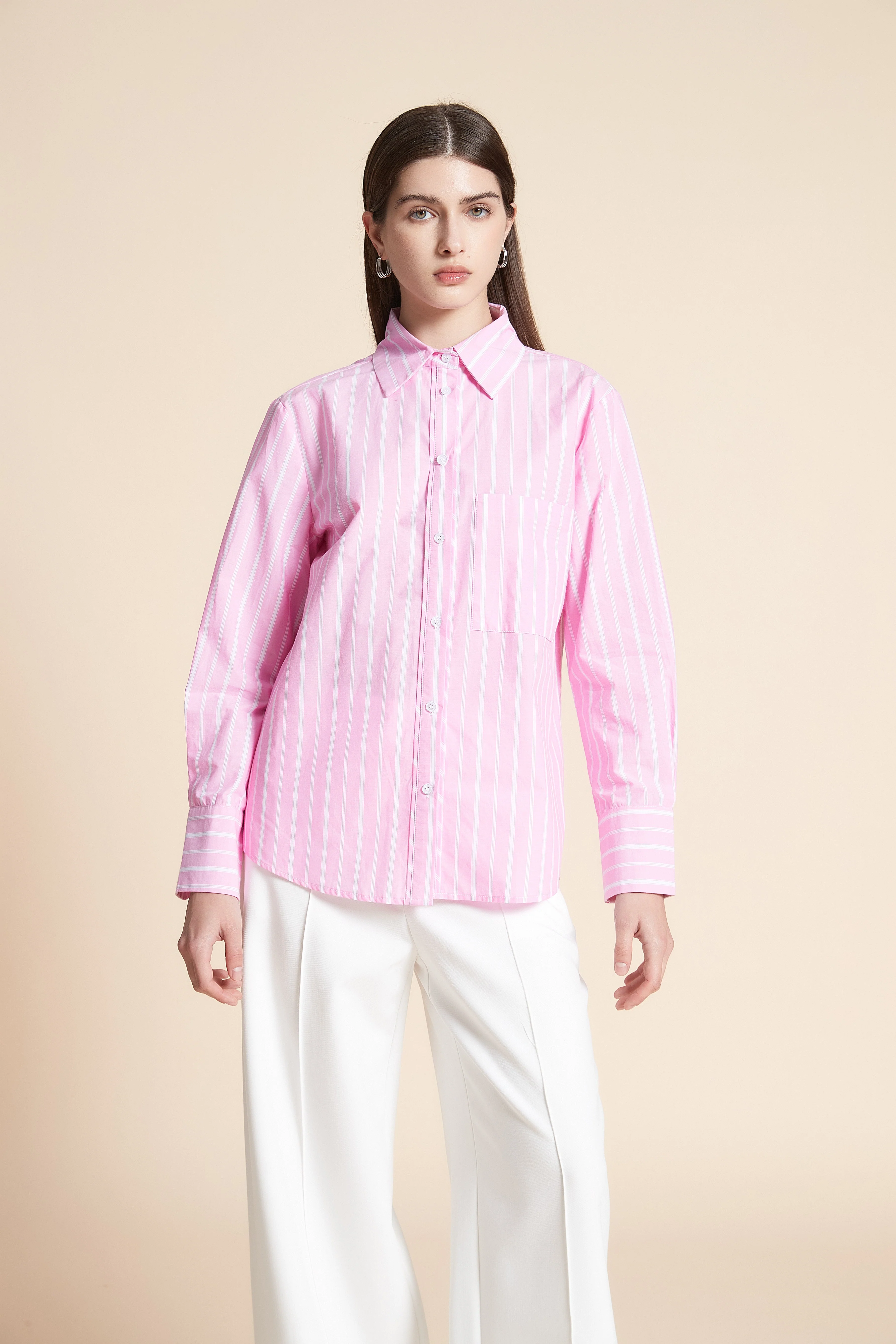 Striped Long Sleeve Mid-Length Shirt - Image 4