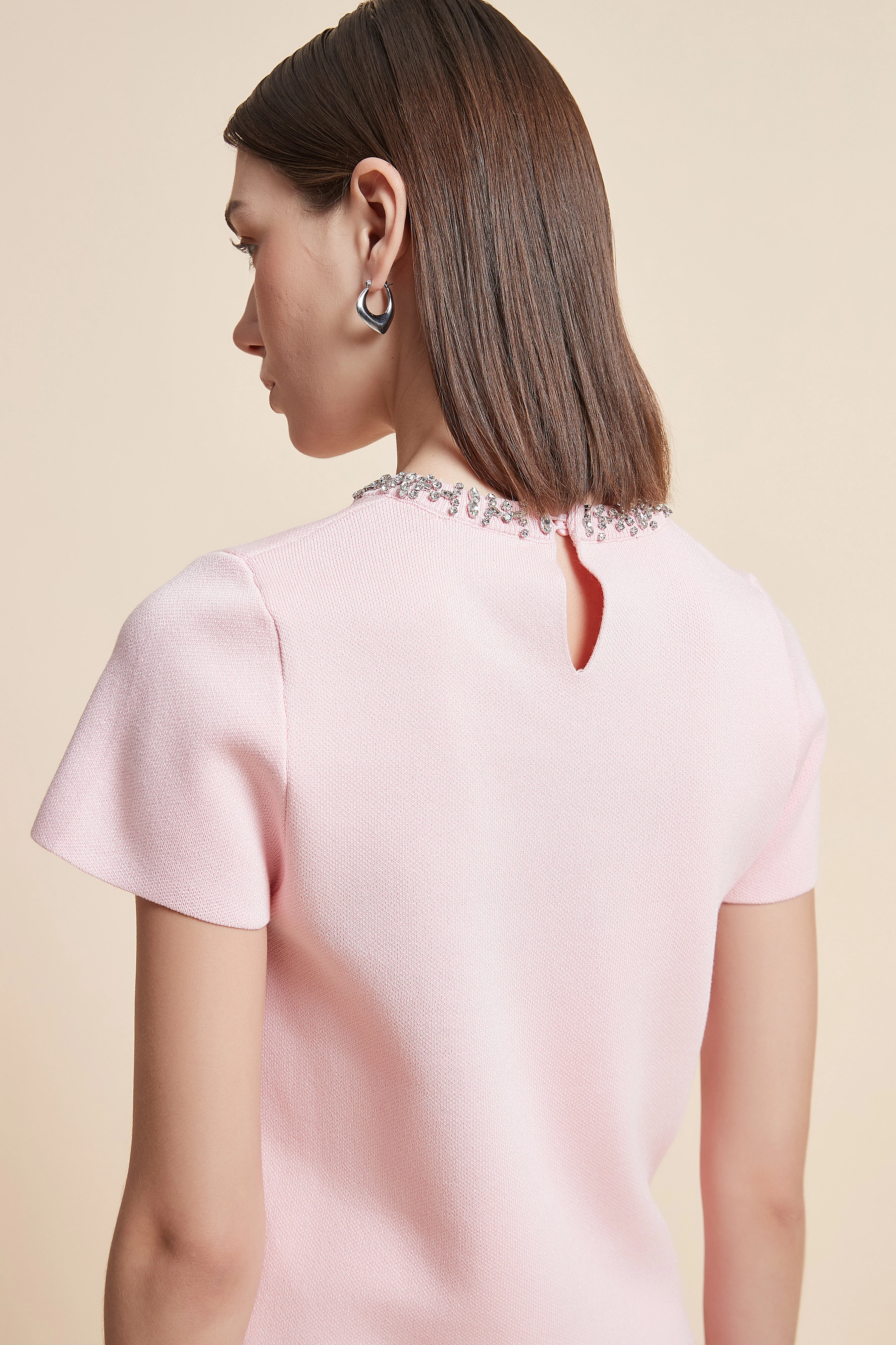 Plain Waist-Length Short-Sleeved Top - Image 9