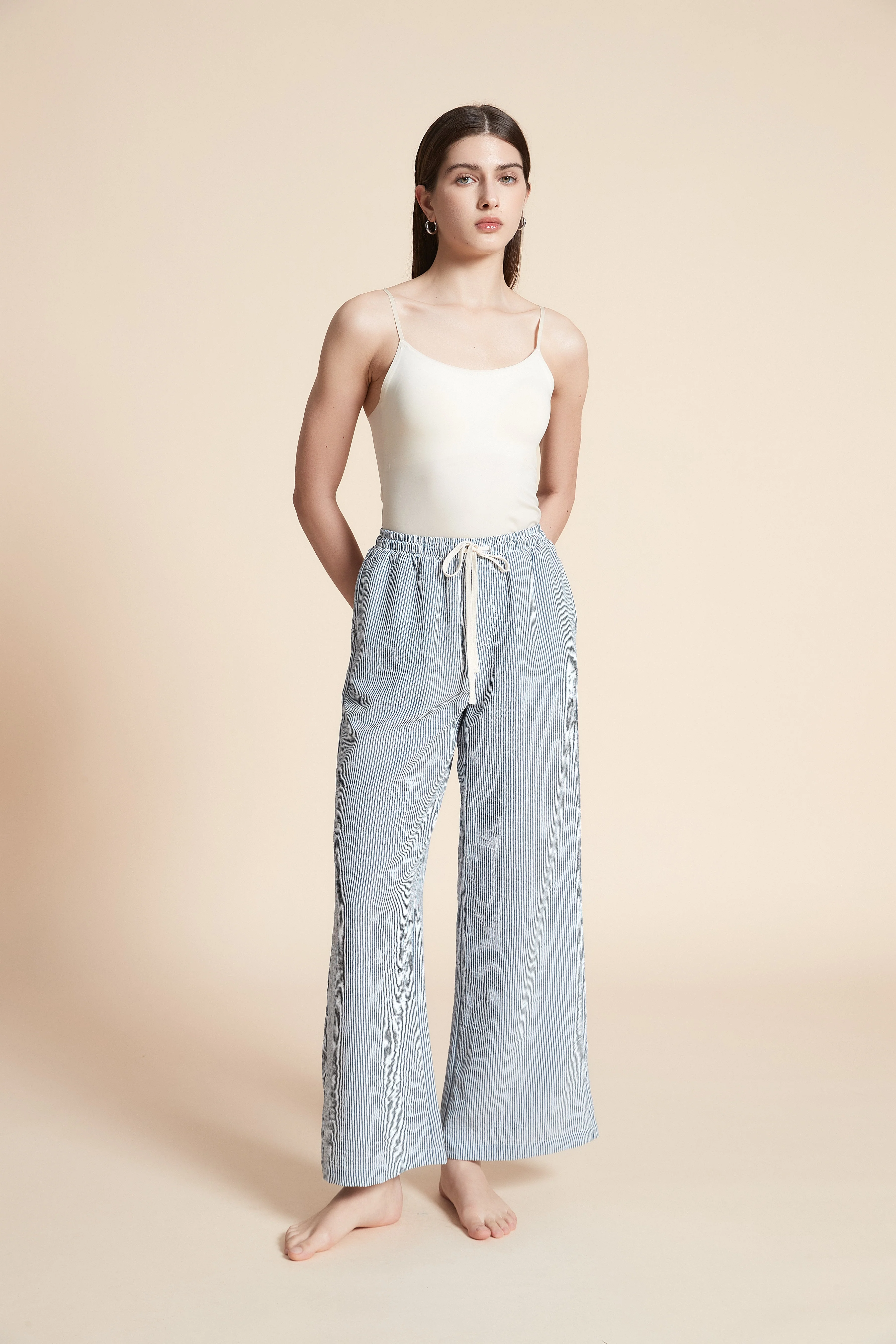 Wide Striped Long Trousers