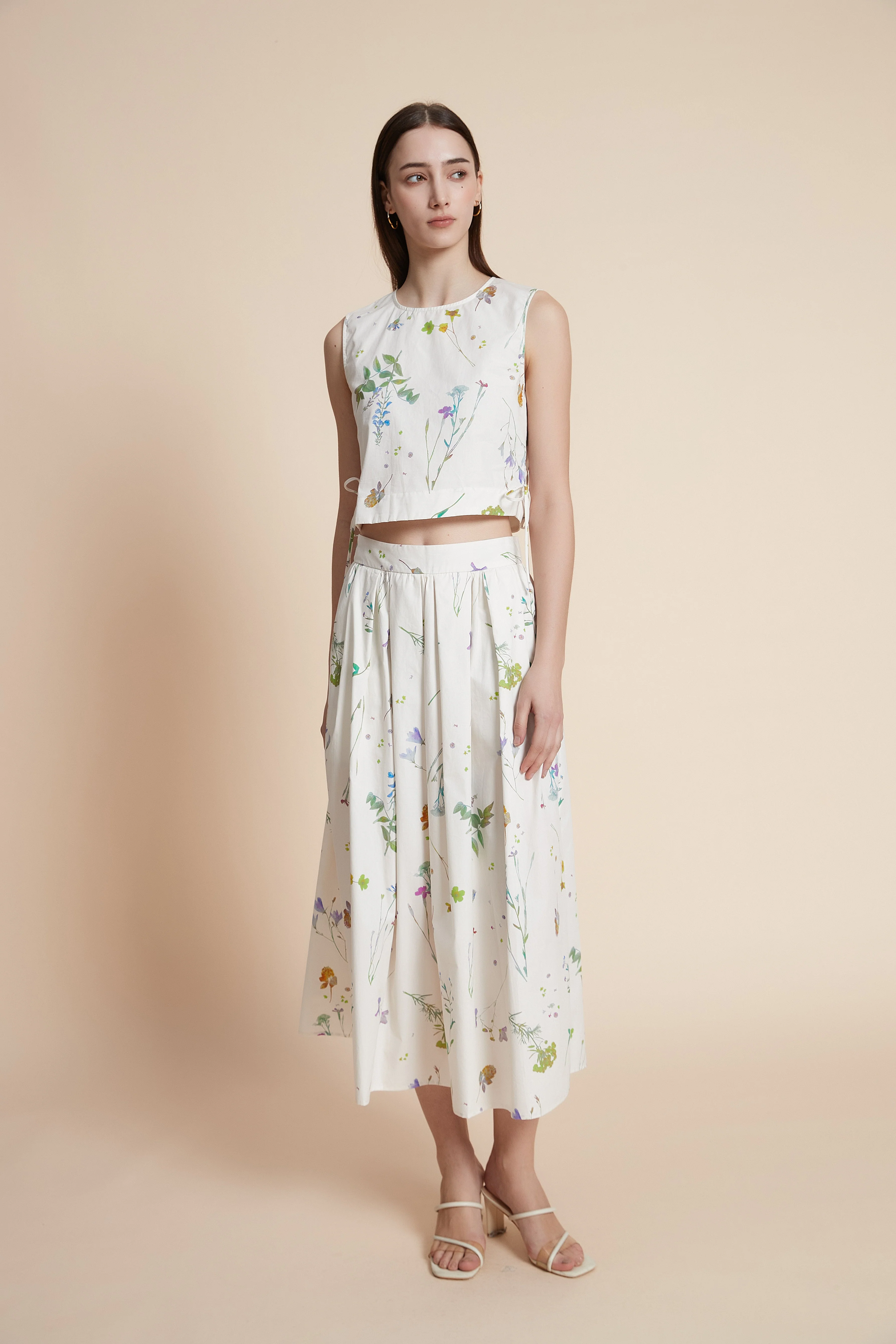 Floral Wide-Leg Midi Skirt - Image 3