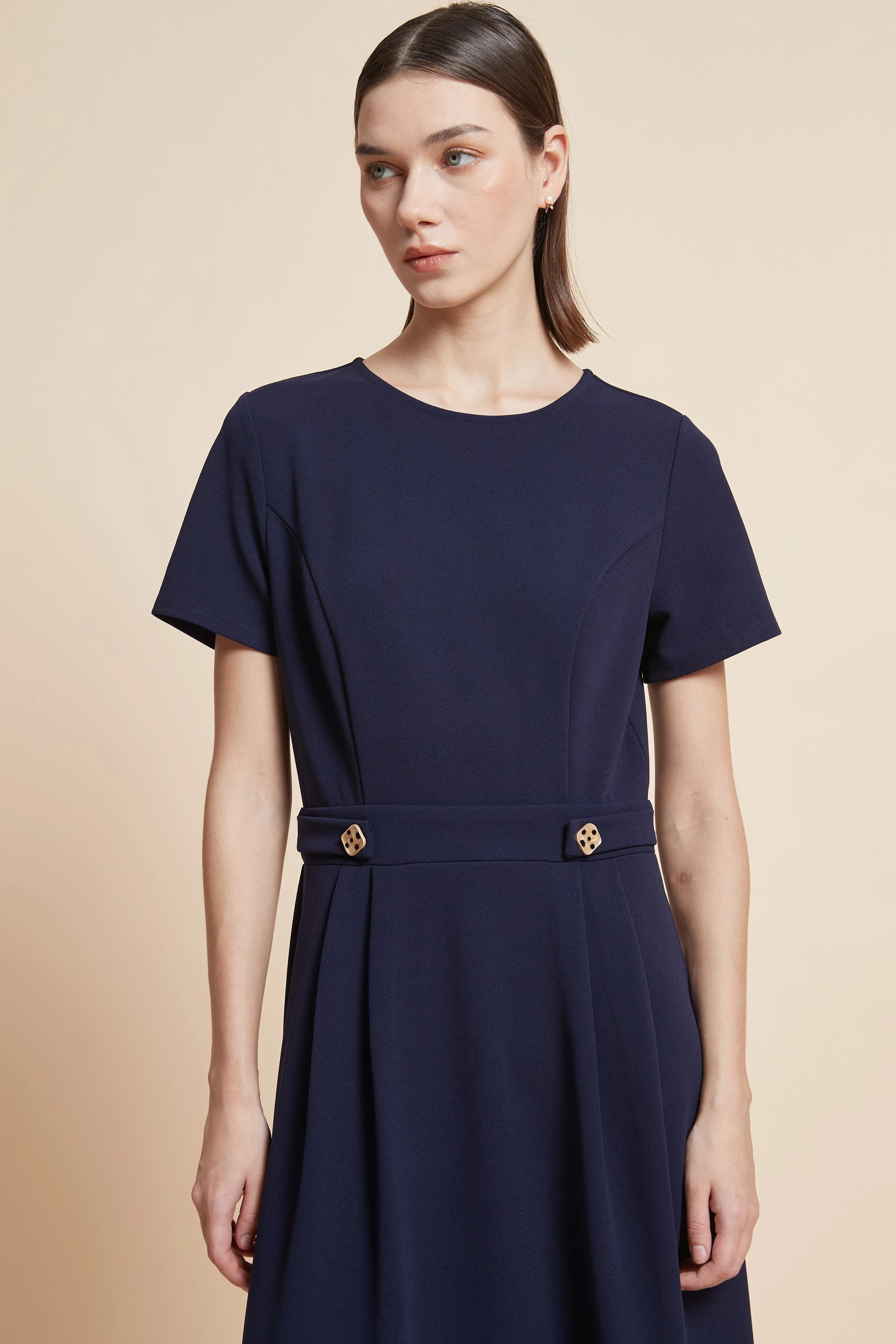 Wide-Cut Half-Sleeve Midi Dress - Image 7