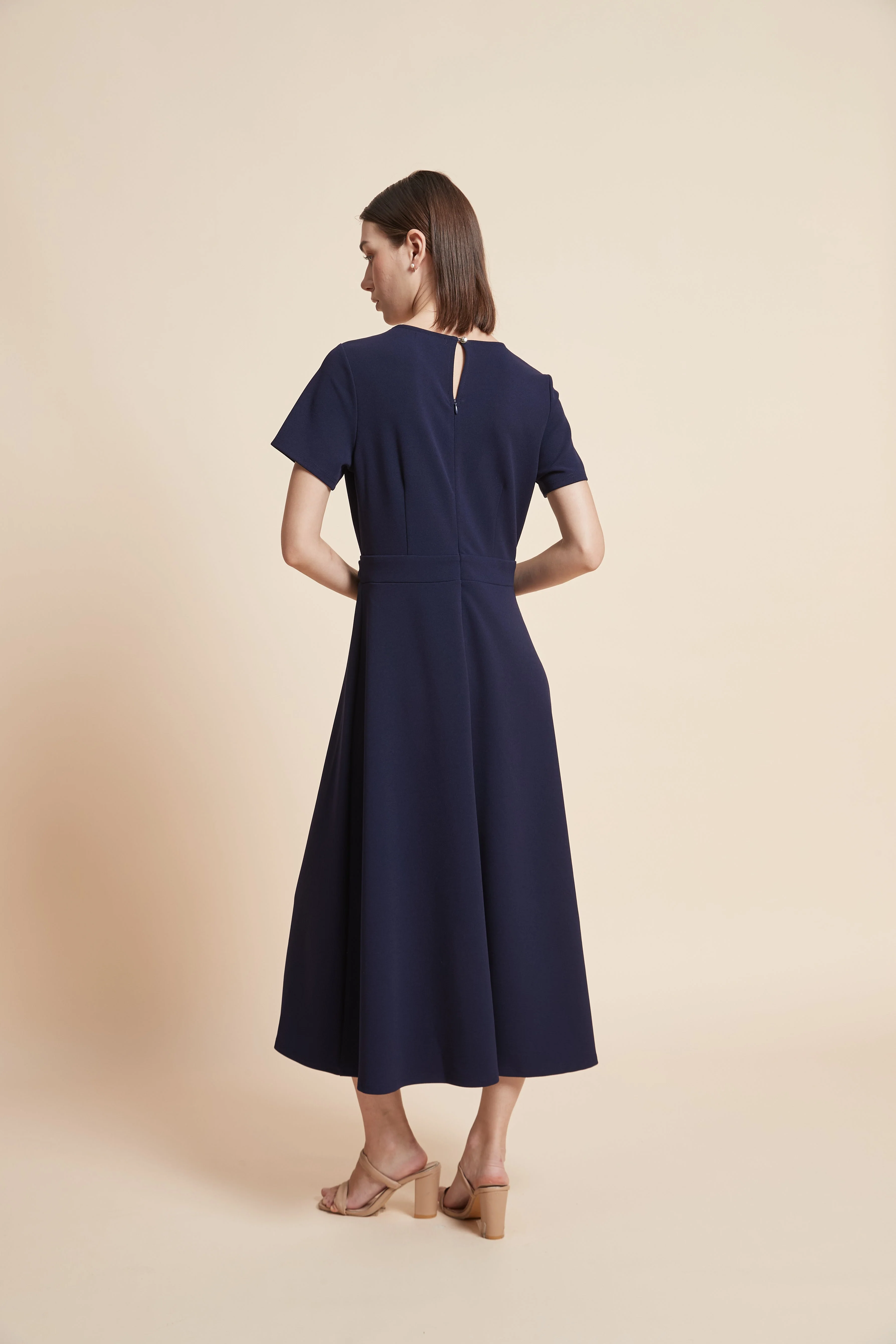 Wide-Cut Half-Sleeve Midi Dress - Image 9