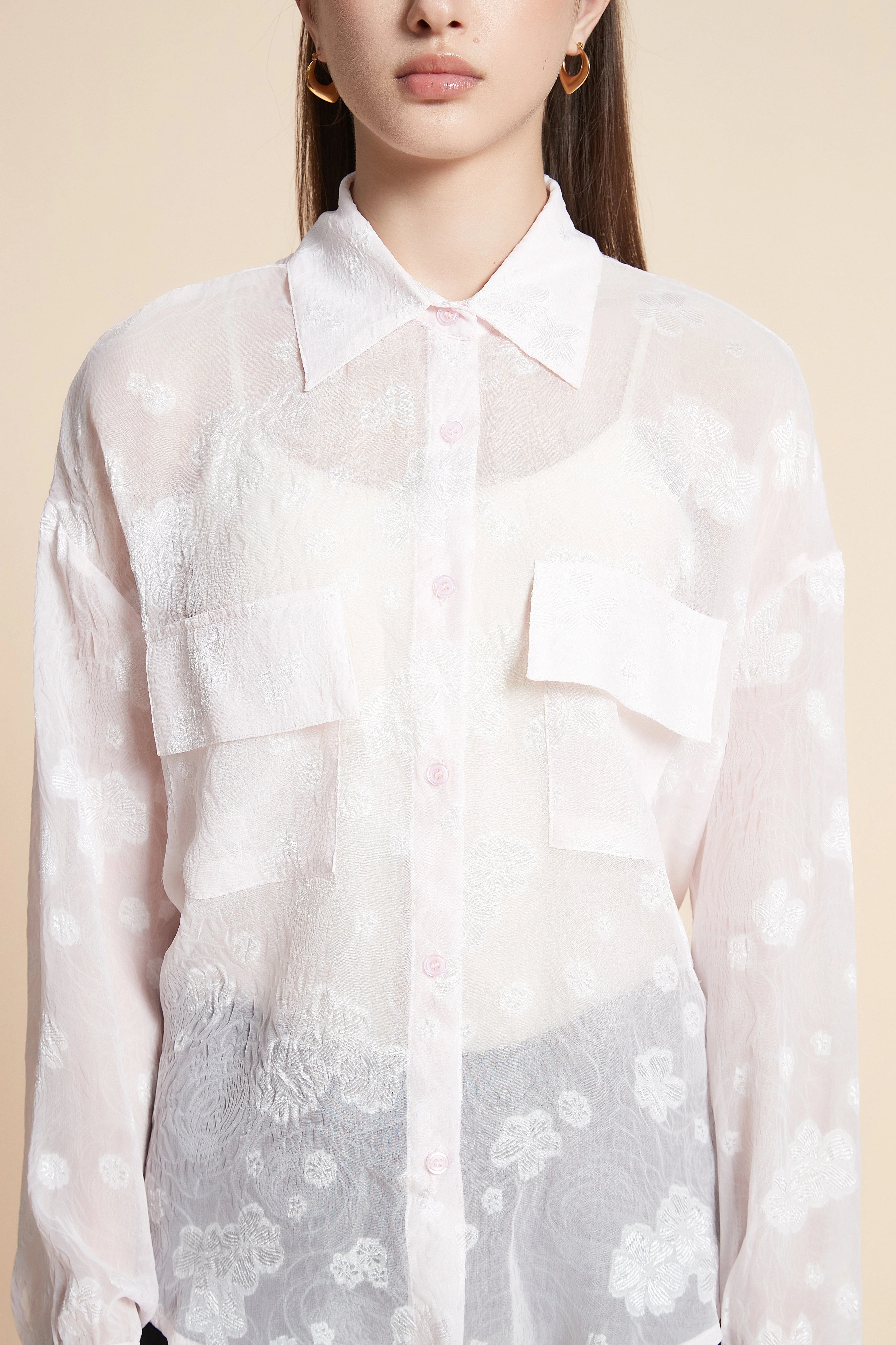 Long Sleeve Mid-Length Shirt with Pockets - Image 5