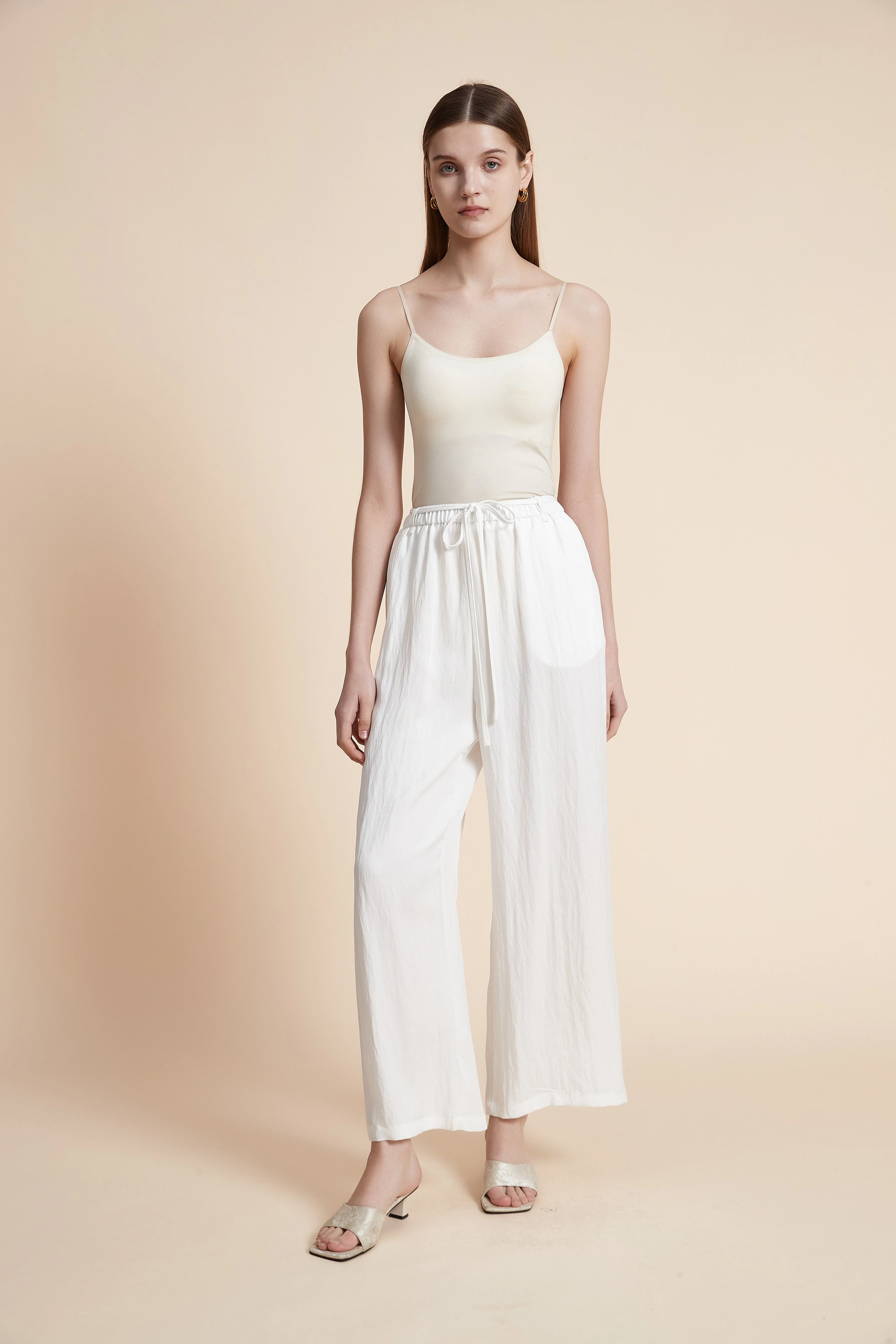 Solid Wide-Leg Long Pants - Image 3