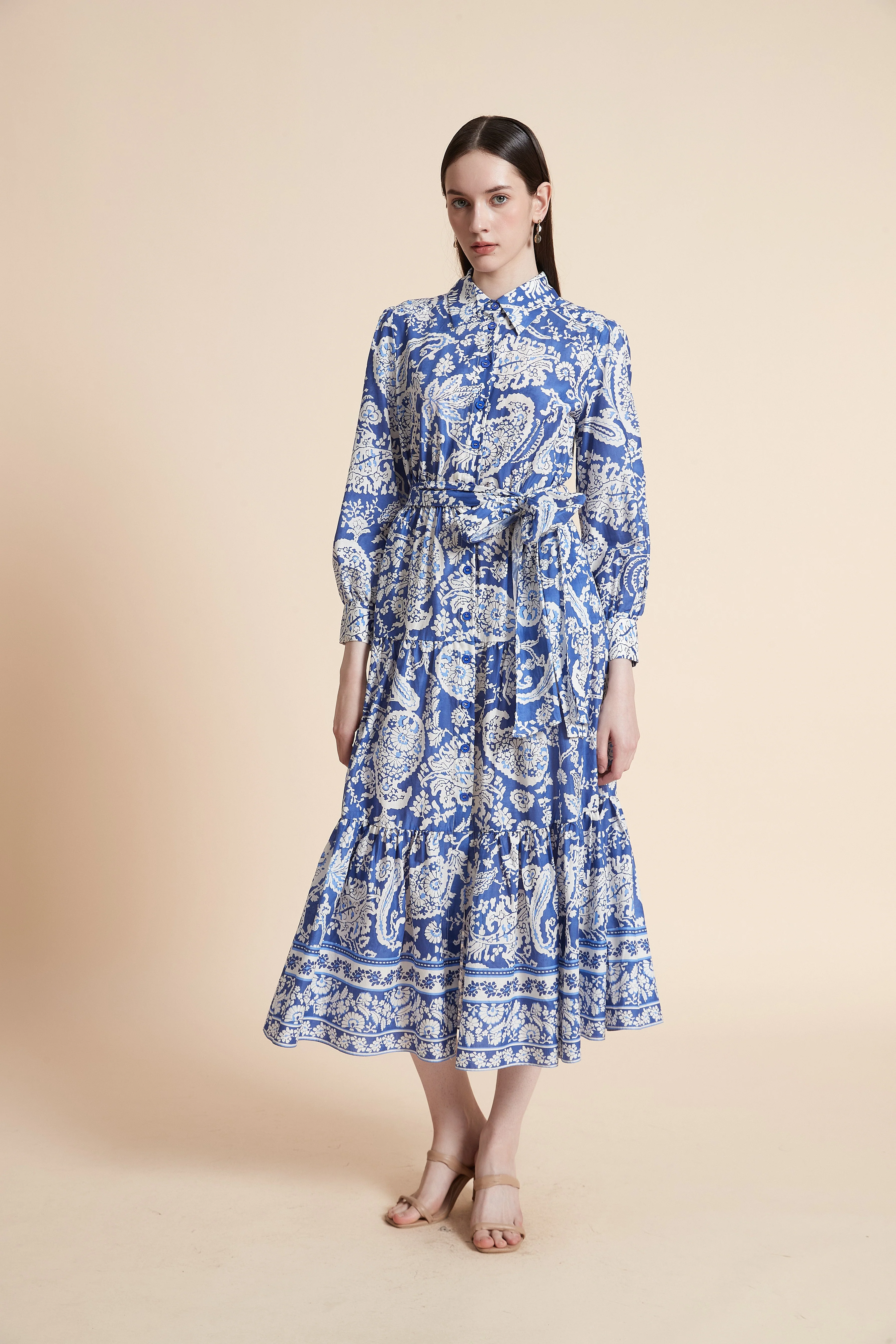 Printed Three-Quarter Sleeve Maxi Dress - Image 3
