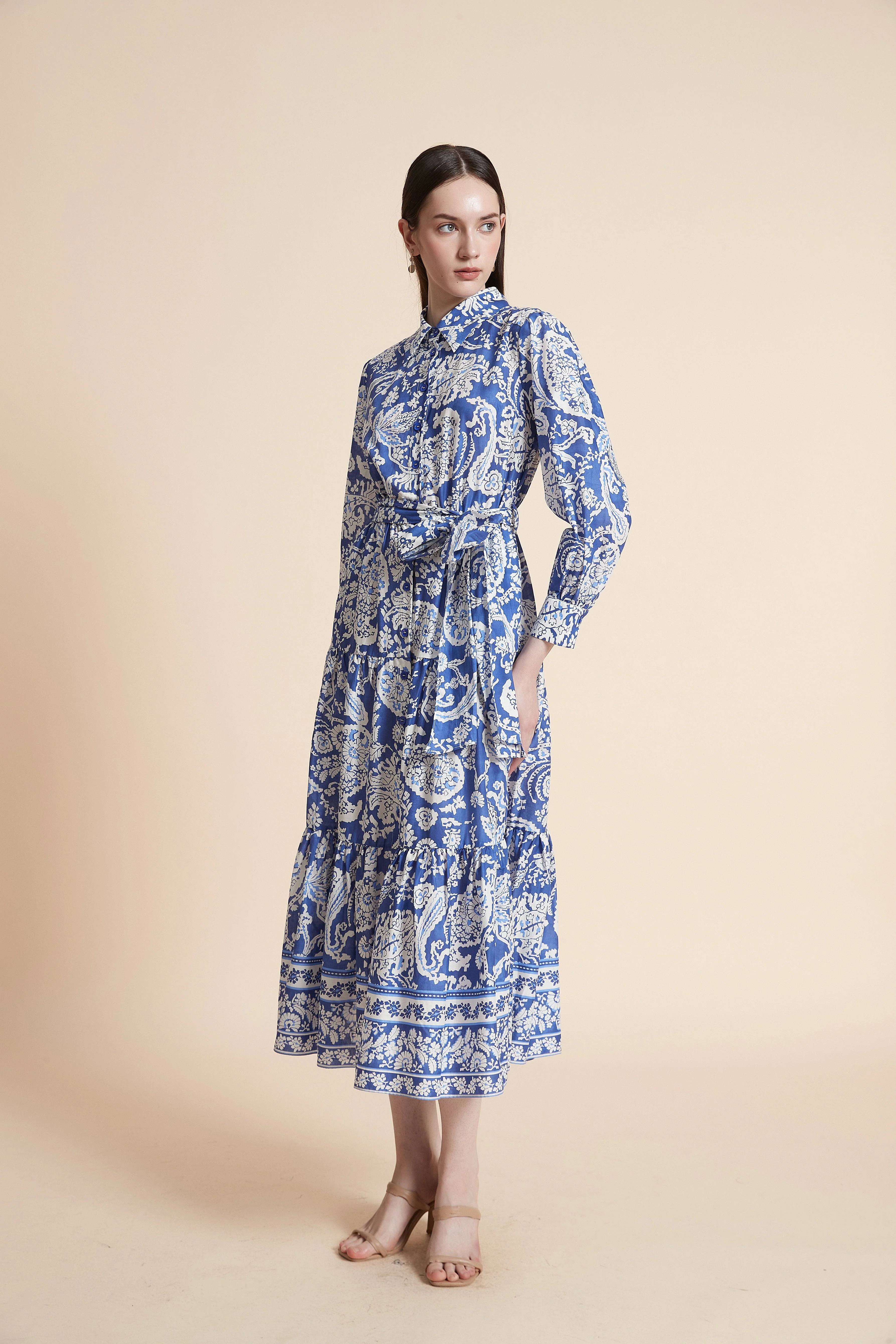 Printed Three-Quarter Sleeve Maxi Dress - Image 4