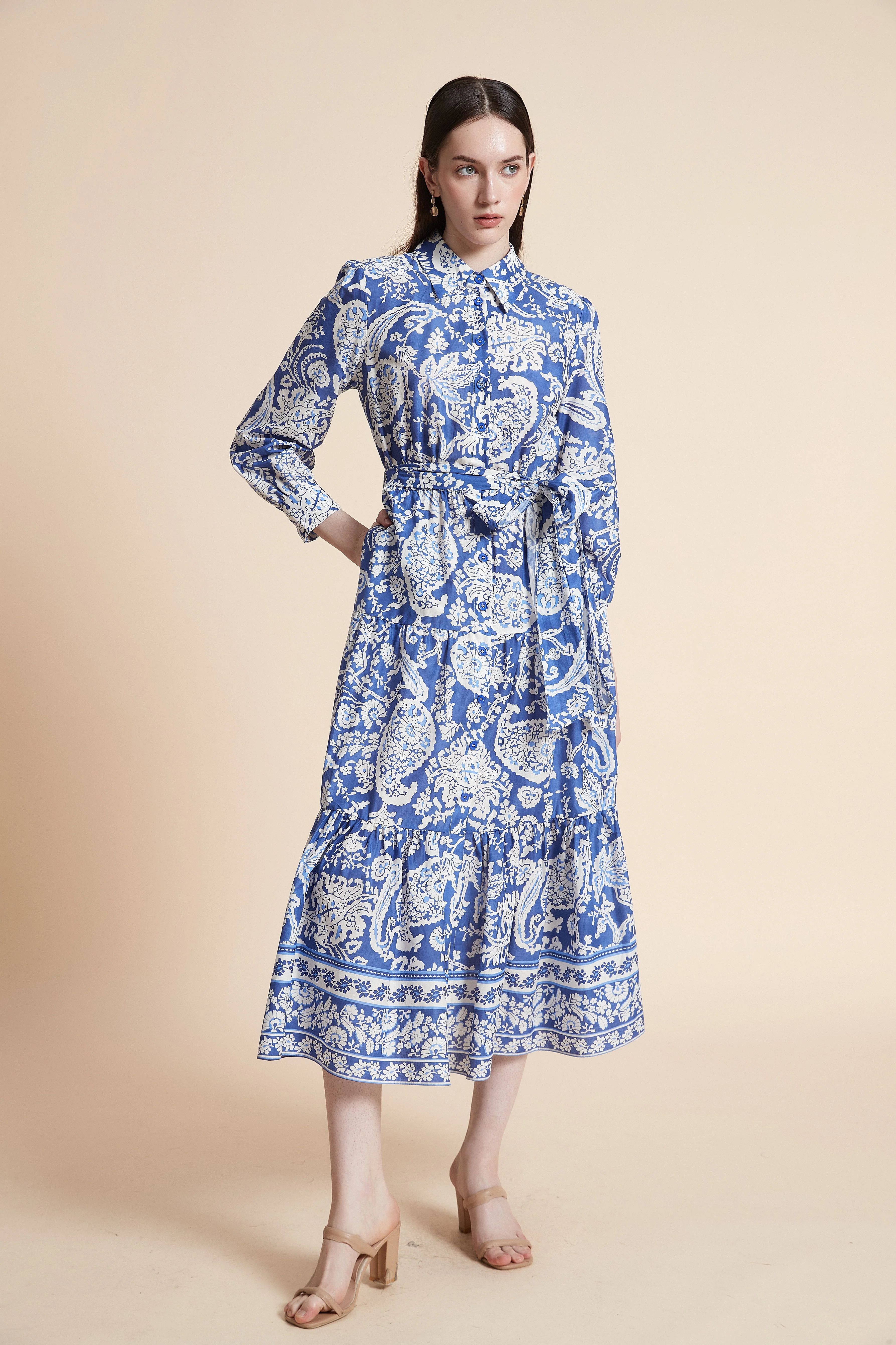 Printed Three-Quarter Sleeve Maxi Dress - Image 5