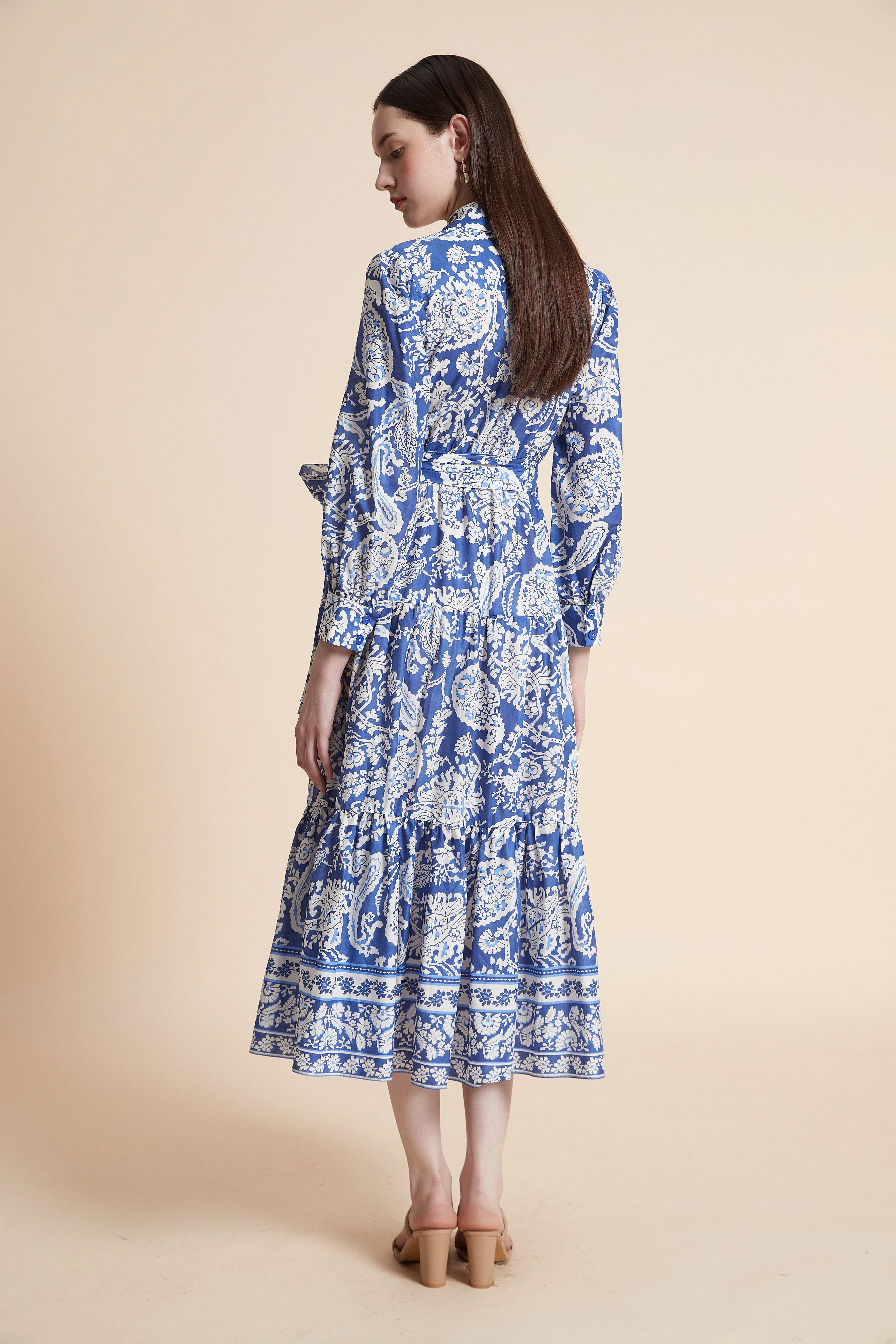 Printed Three-Quarter Sleeve Maxi Dress - Image 8