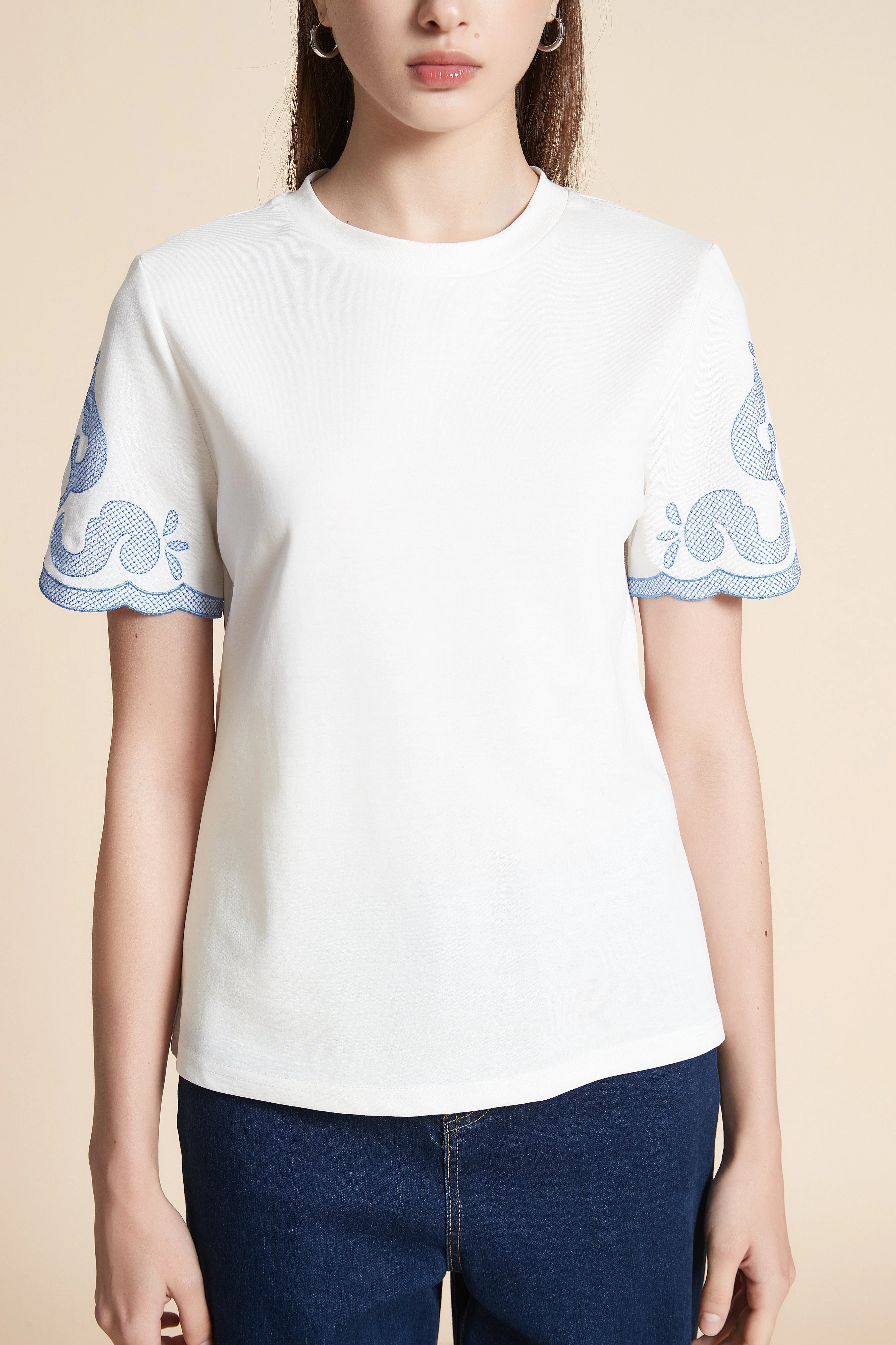 Short Sleeve Mid-Length Plain T-Shirt - Image 5