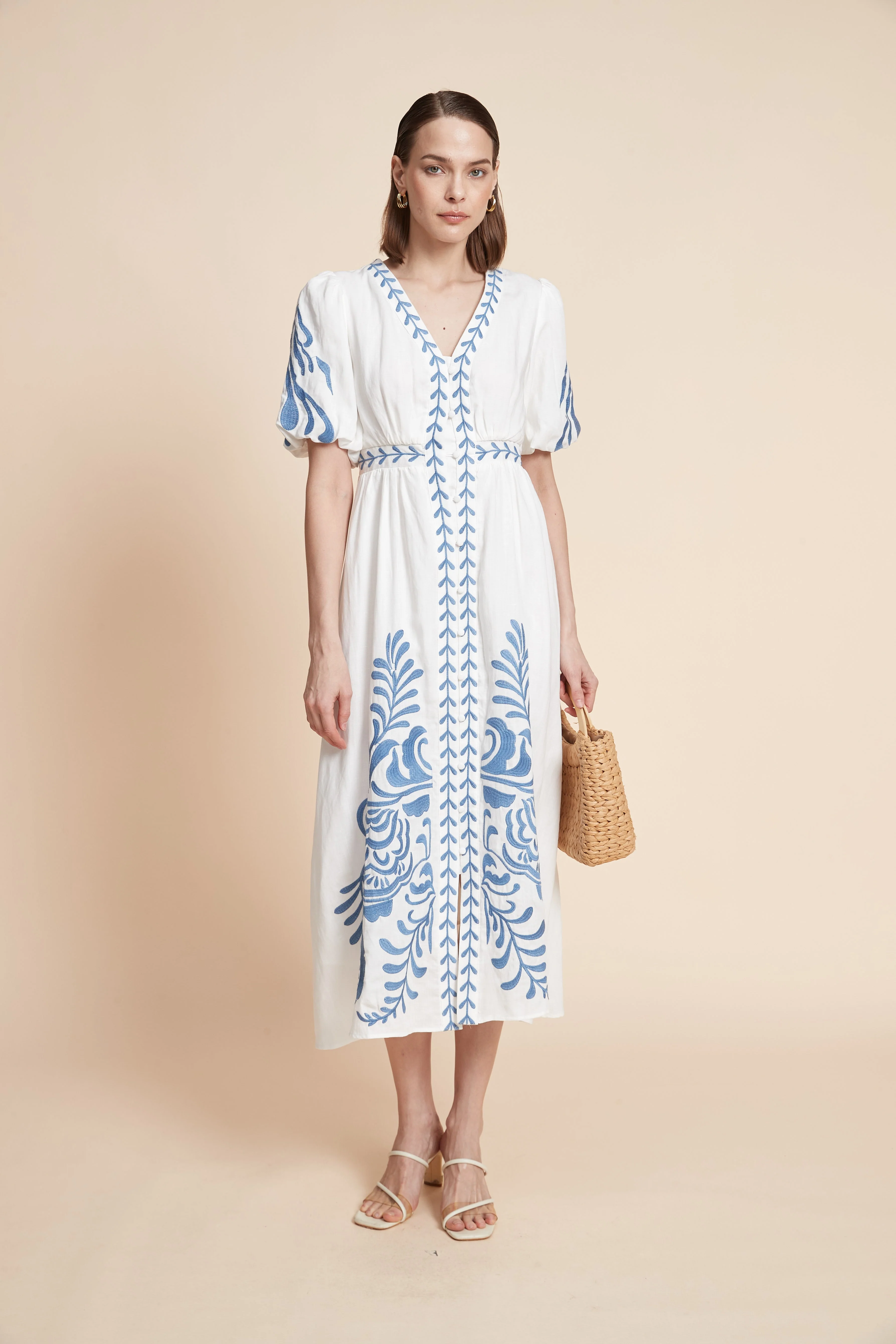 Print Midi Dress With Short Sleeves - Image 2