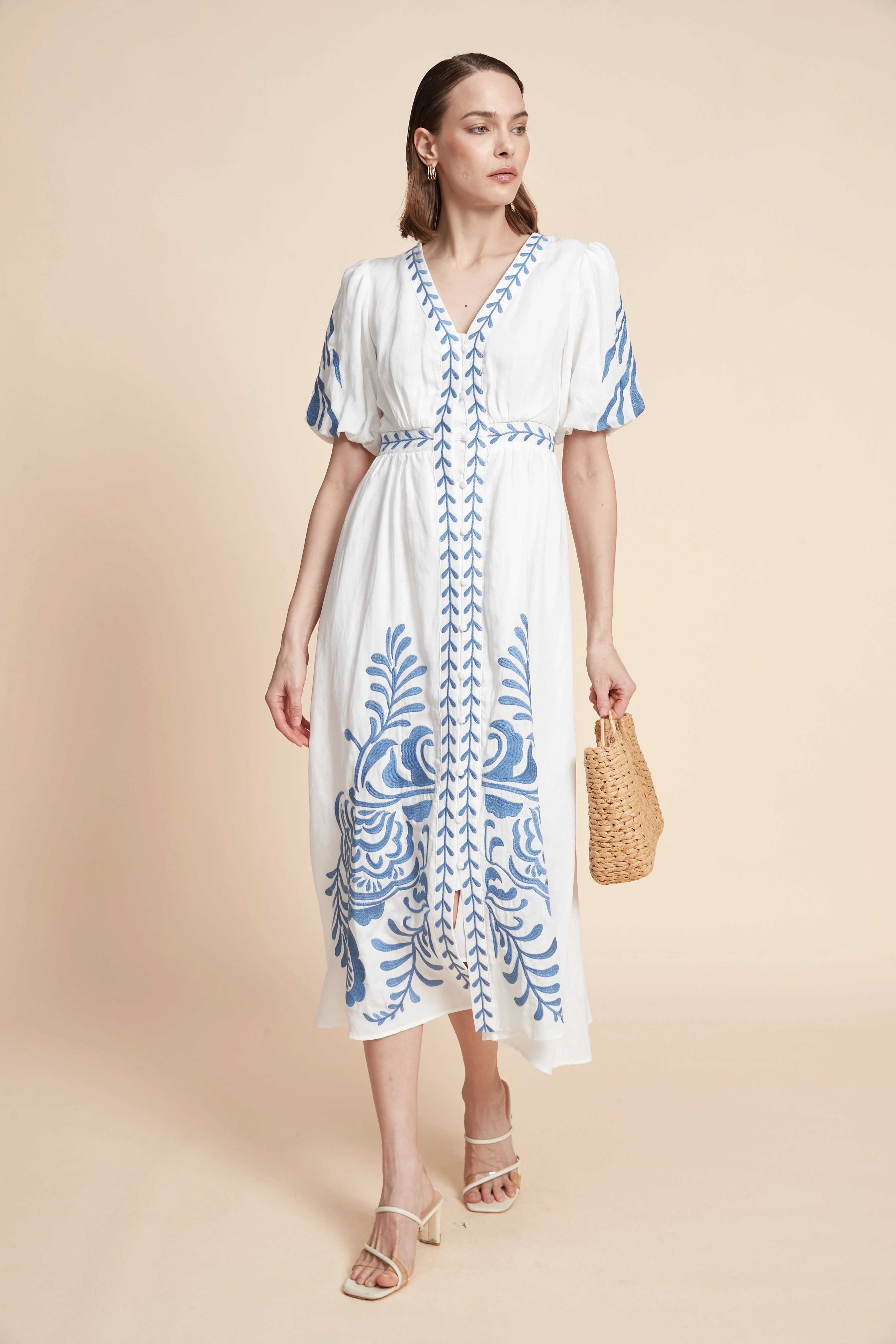 Print Midi Dress With Short Sleeves - Image 3