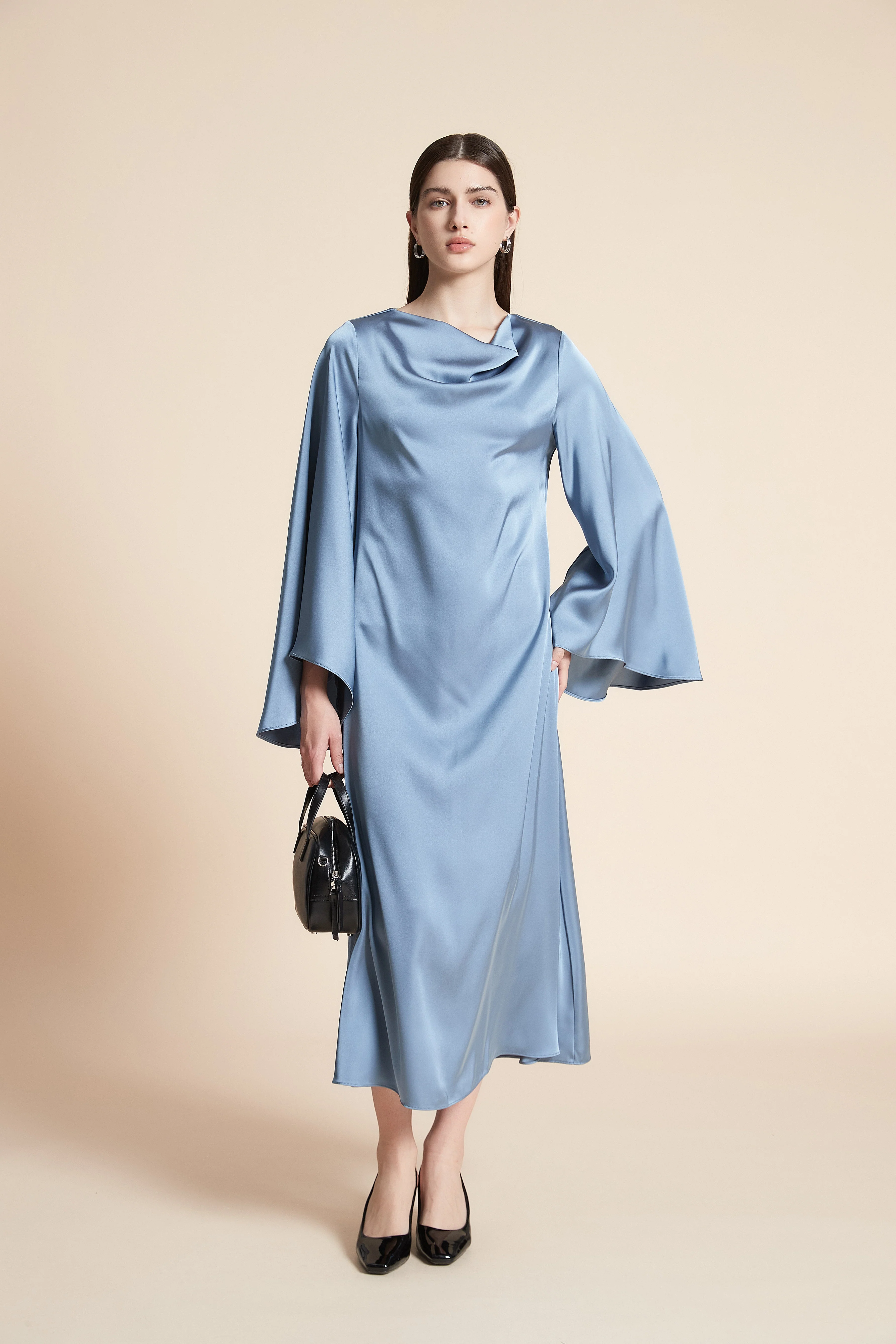 Plain Long Sleeve Midi Dress - Image 4