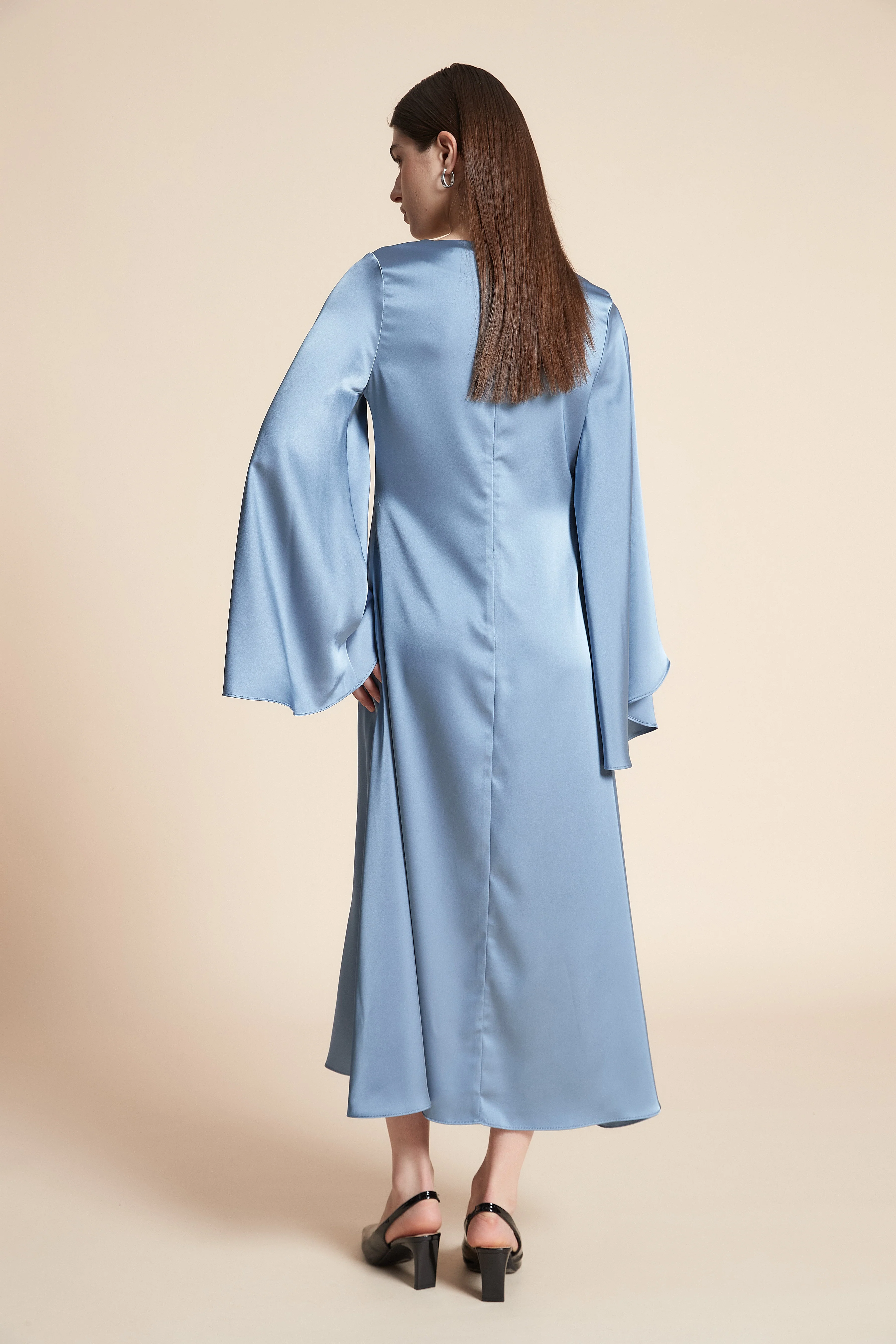 Plain Long Sleeve Midi Dress - Image 7
