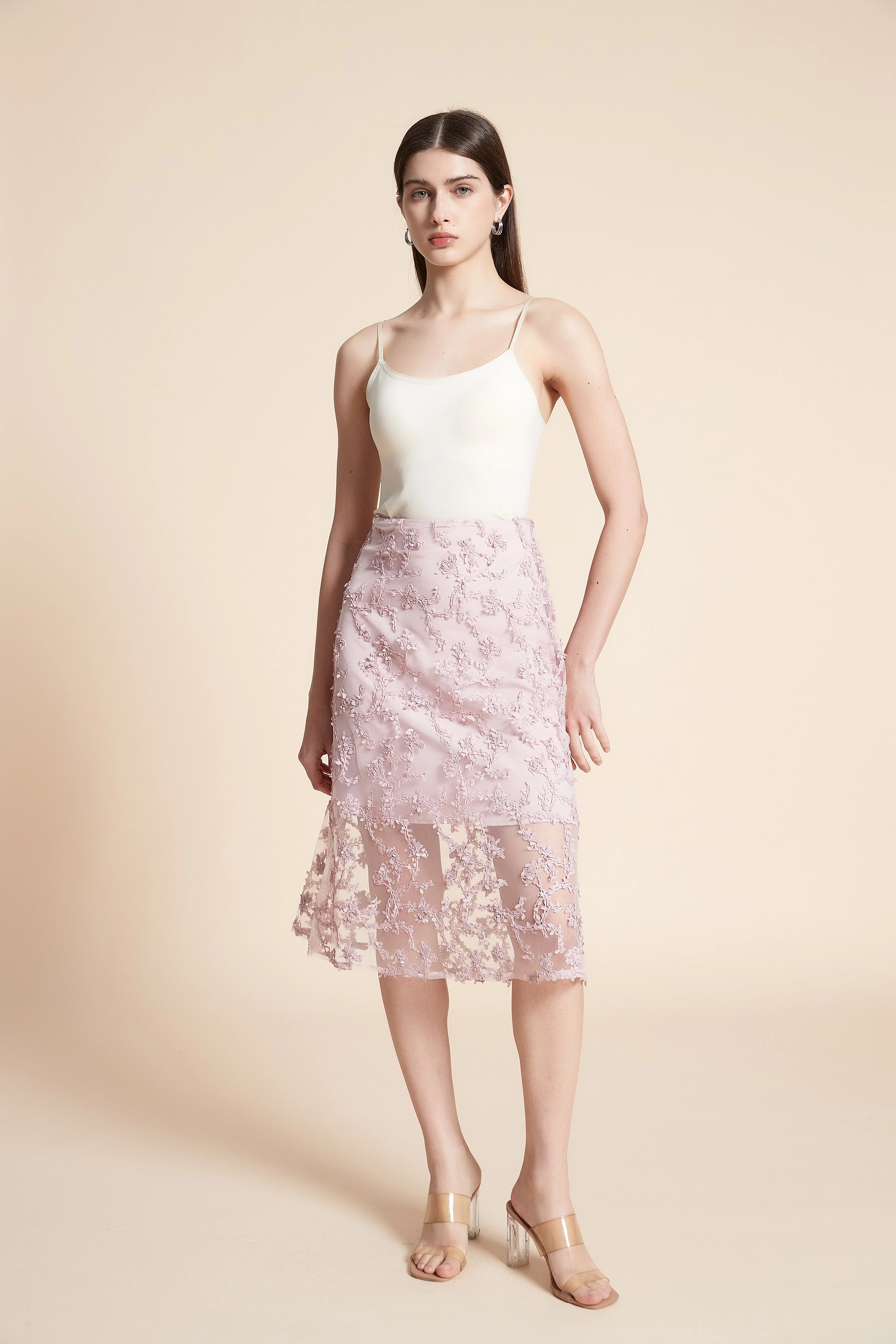 Embroidered Wide Midi Skirt - Image 2