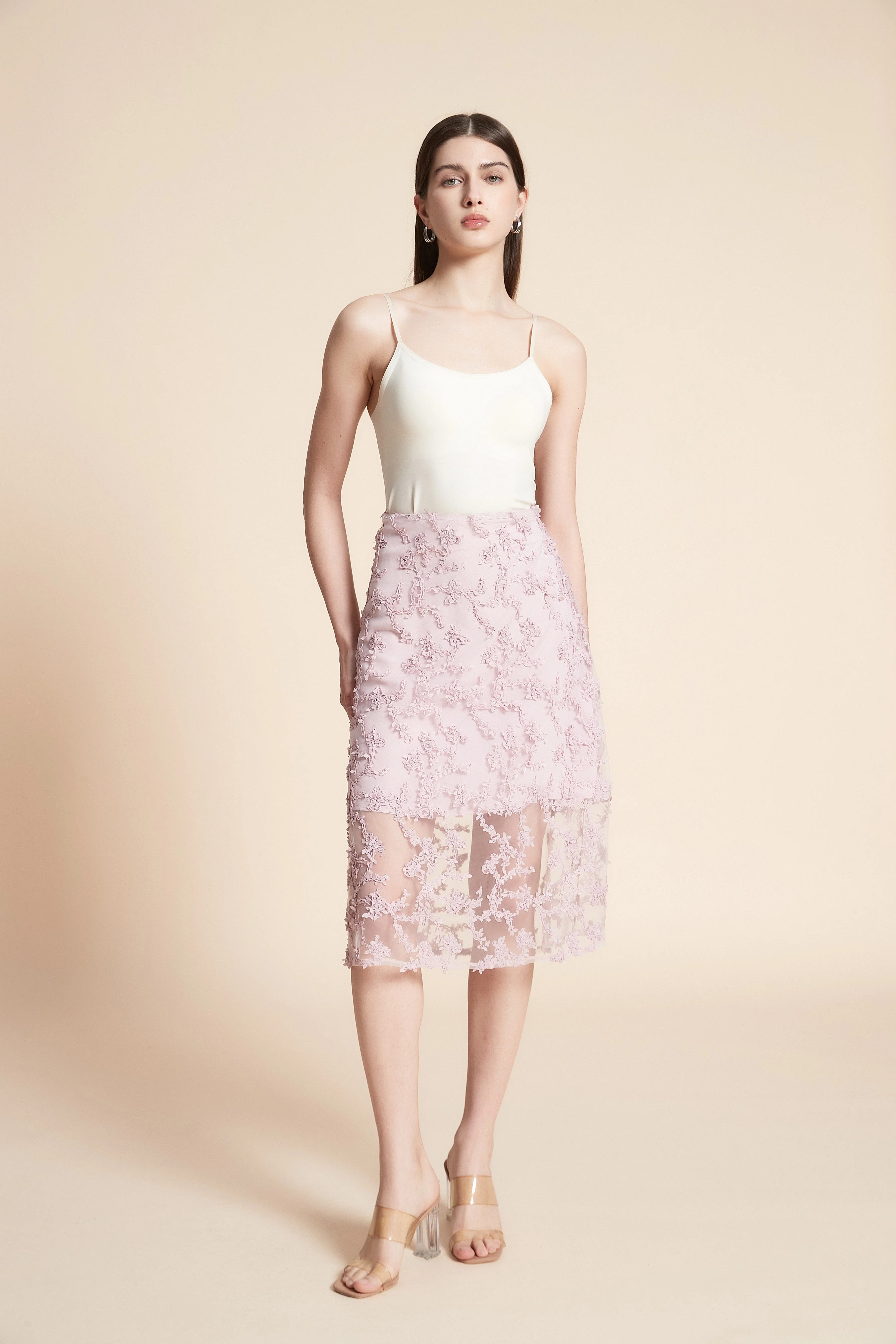Embroidered Wide Midi Skirt - Image 3
