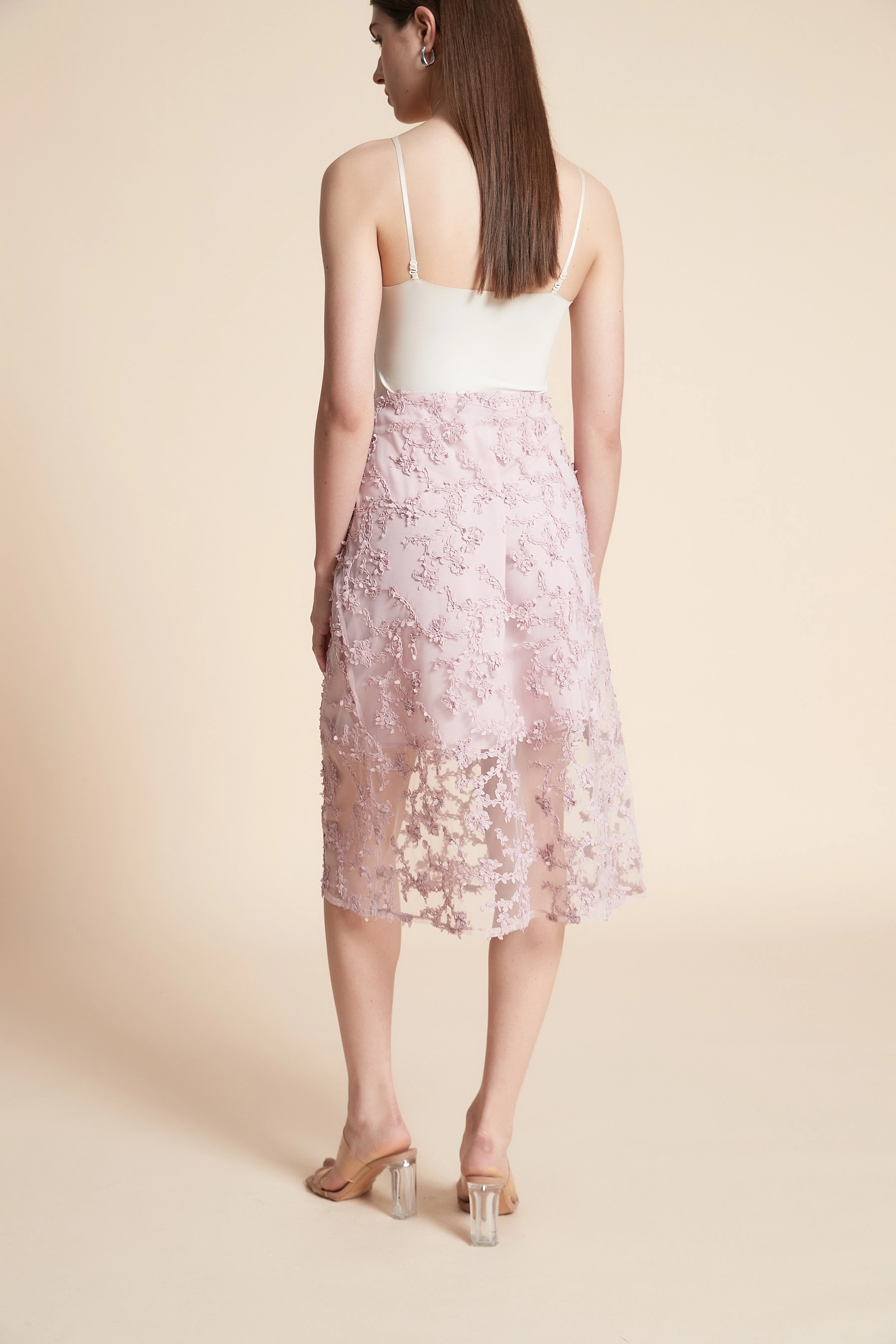 Embroidered Wide Midi Skirt - Image 7