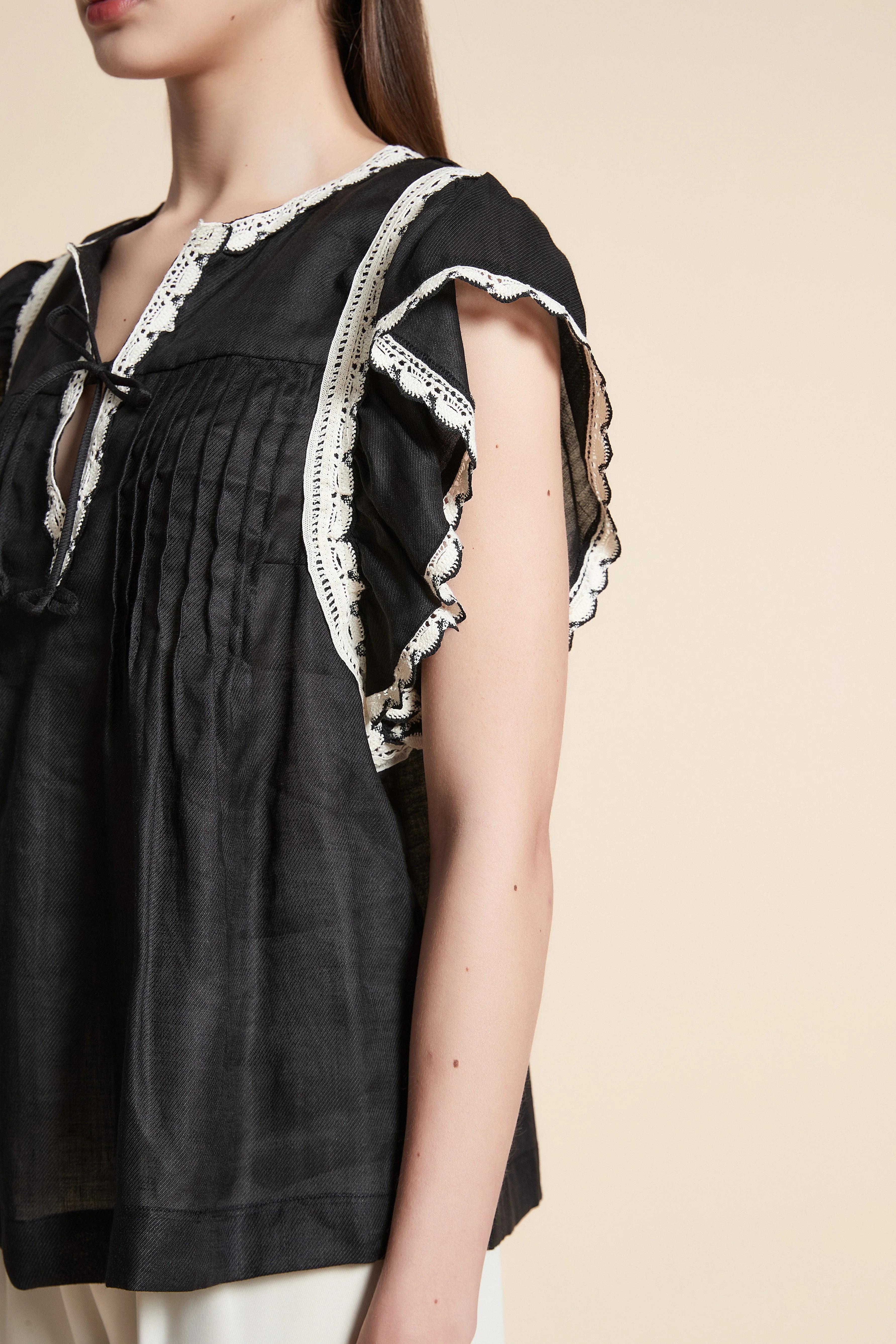 Solid Waist-Length Short Sleeve Blouse - Image 6