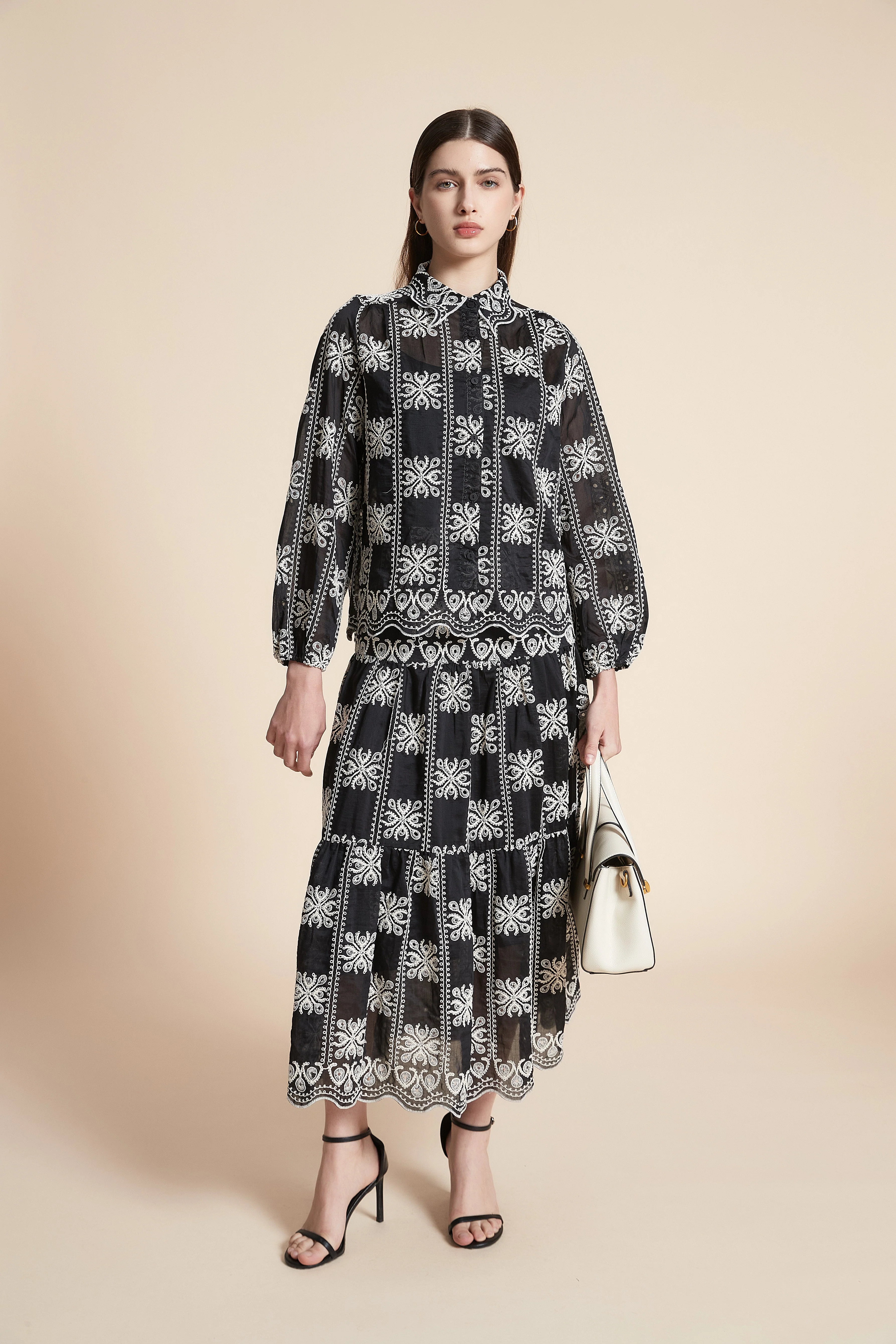 Long Sleeve Printed Midi Blouse - Image 2