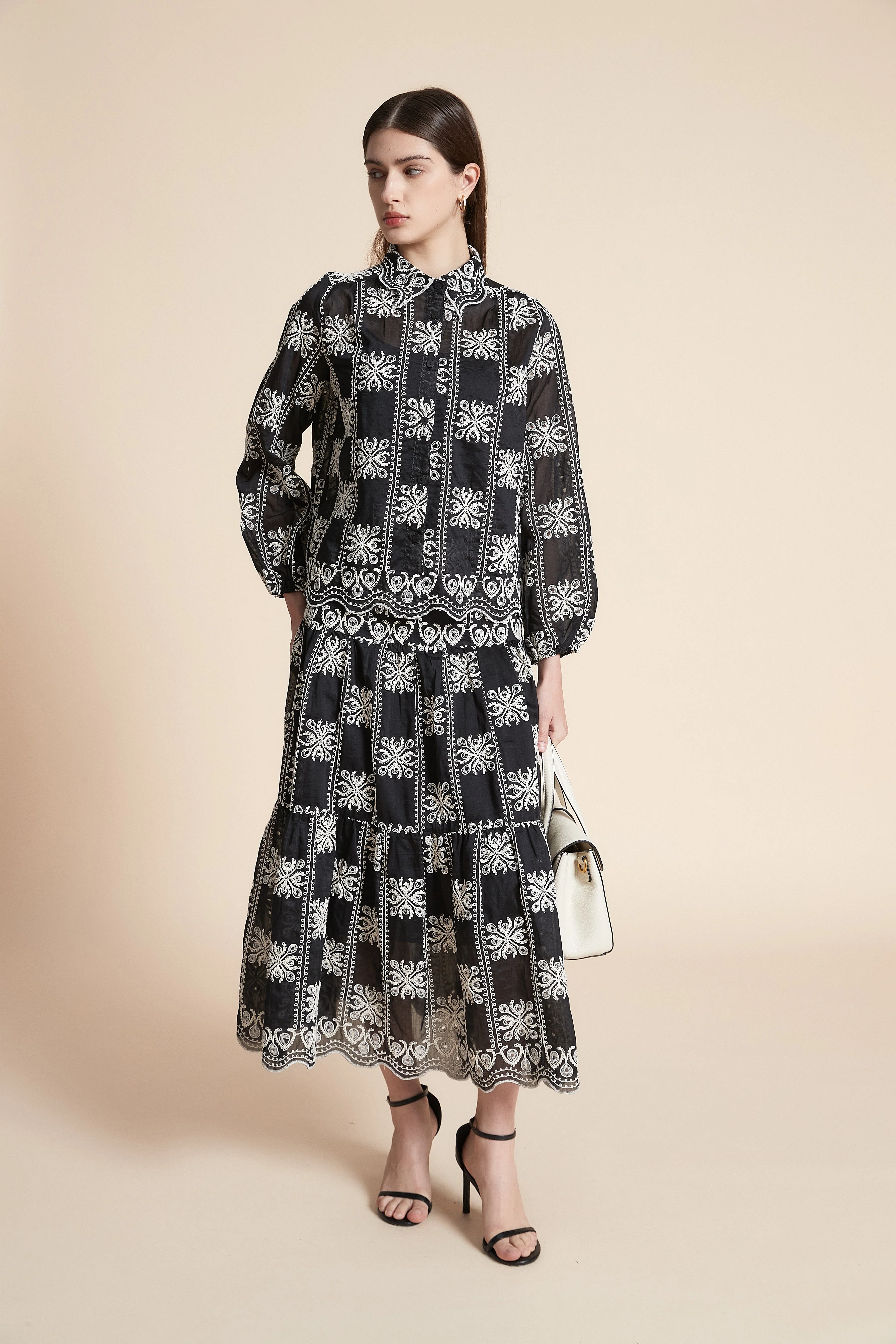 Long Sleeve Printed Midi Blouse - Image 3