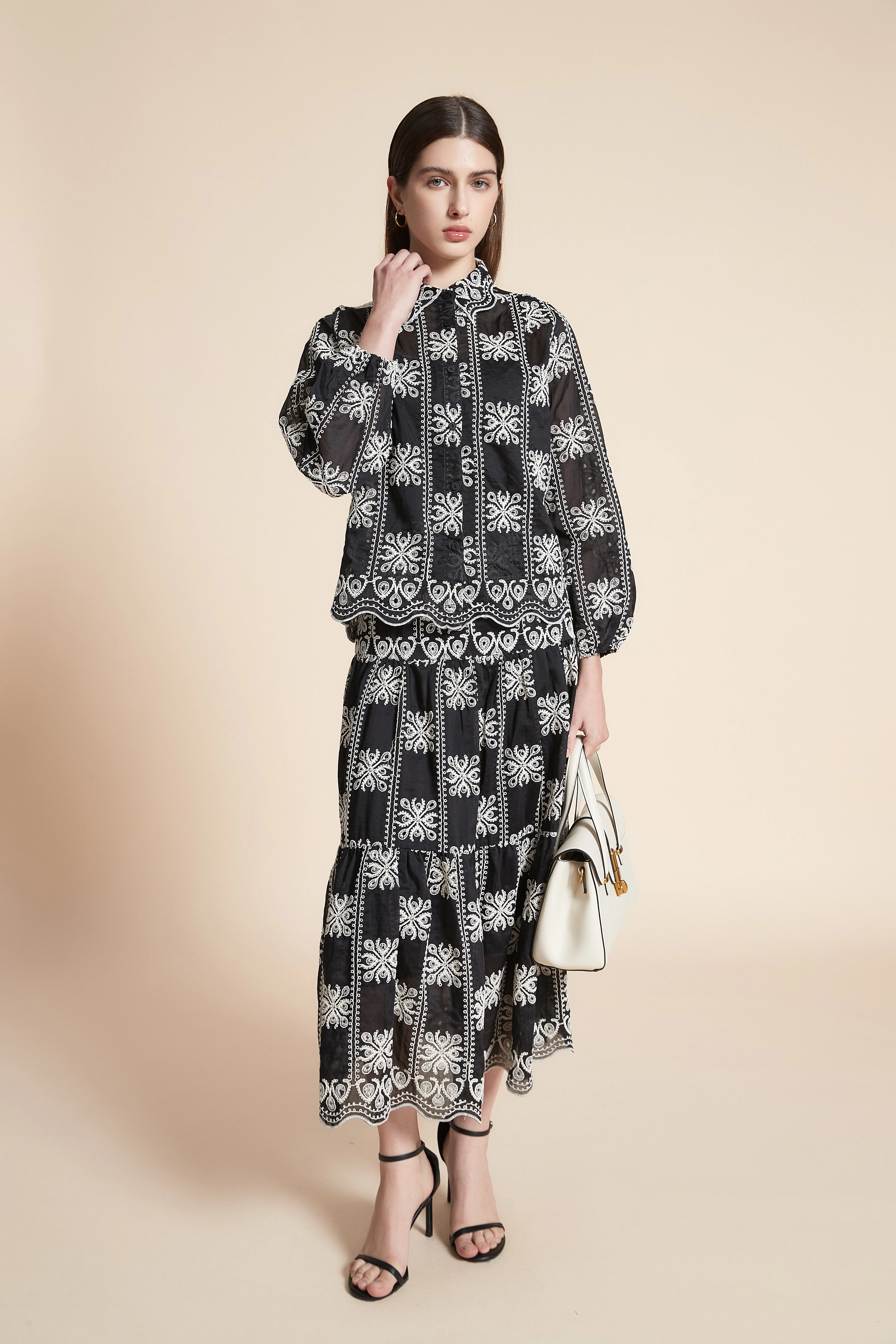 Long Sleeve Printed Midi Blouse - Image 4