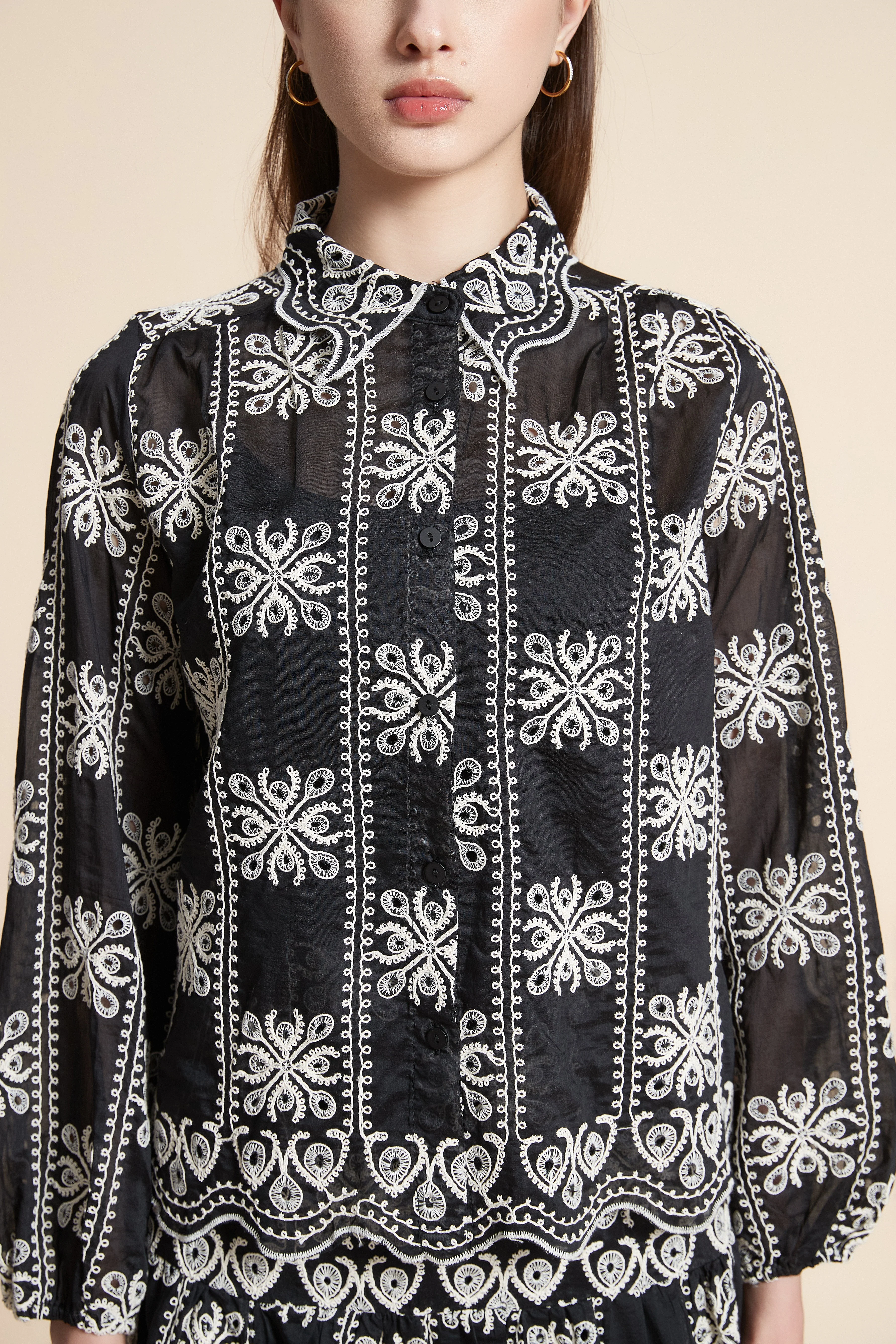 Long Sleeve Printed Midi Blouse - Image 5
