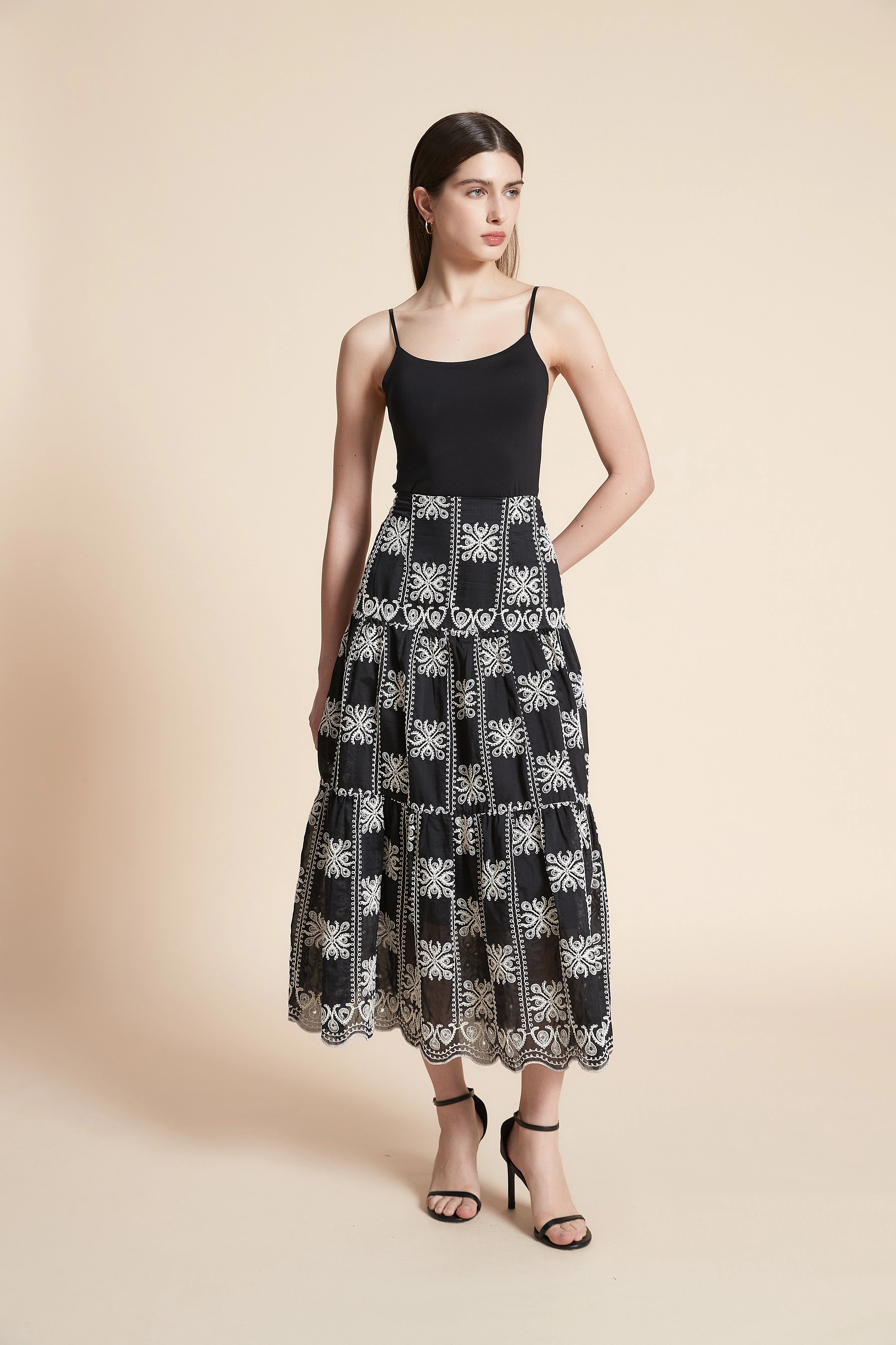Wide Flared Midi Skirt - Image 3
