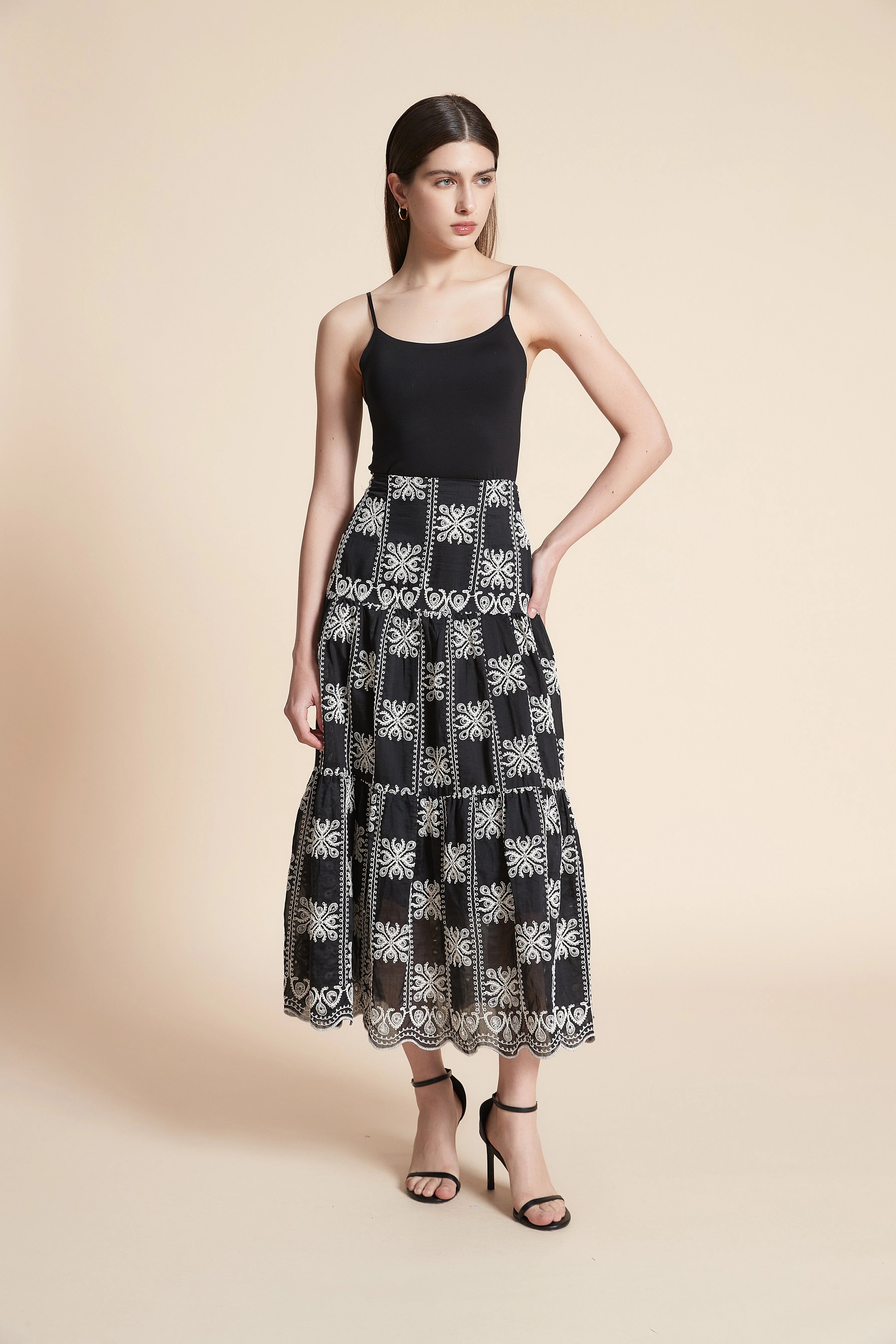 Wide Flared Midi Skirt - Image 4