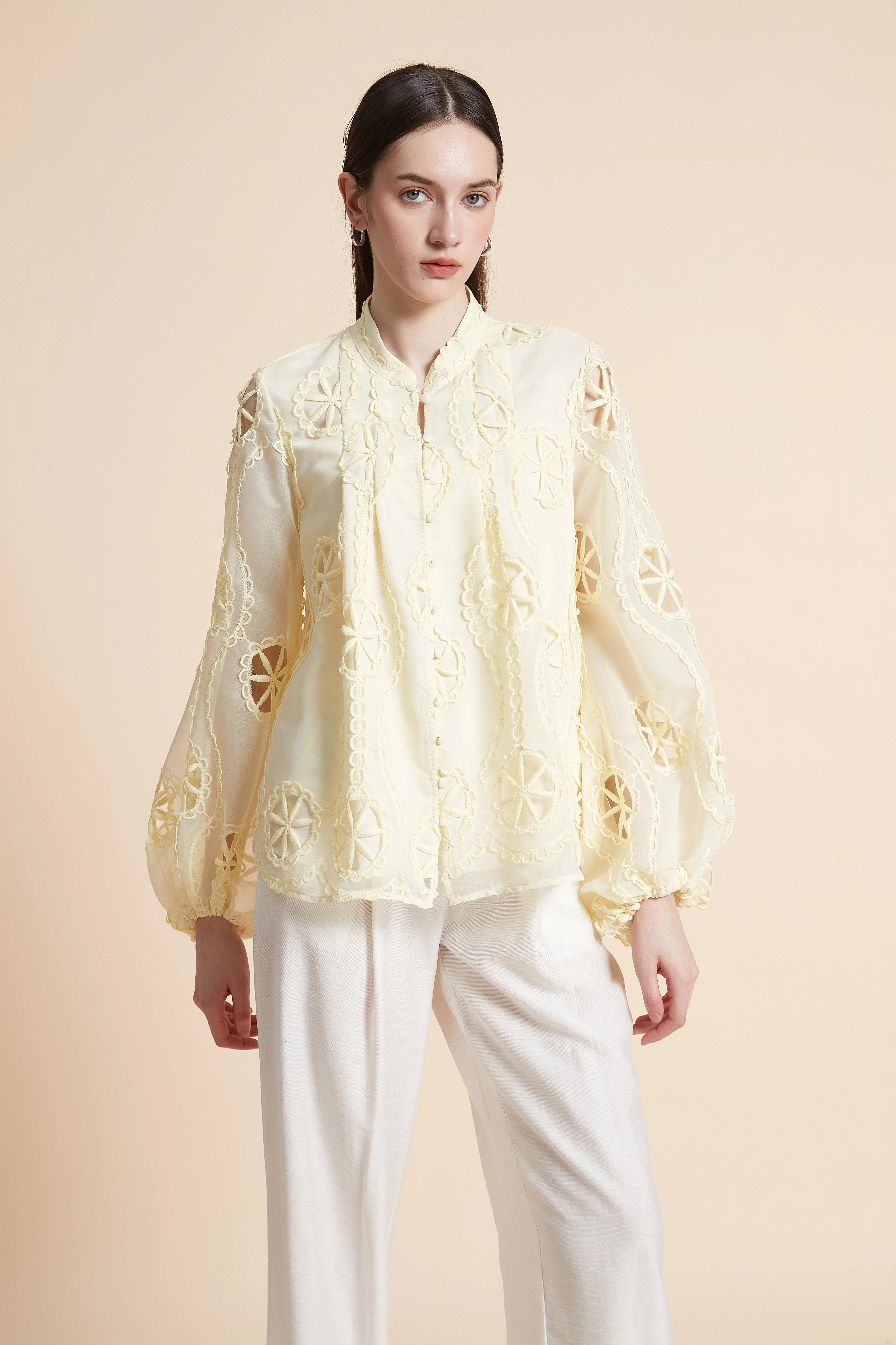 Embroidered Long Sleeve Blouse