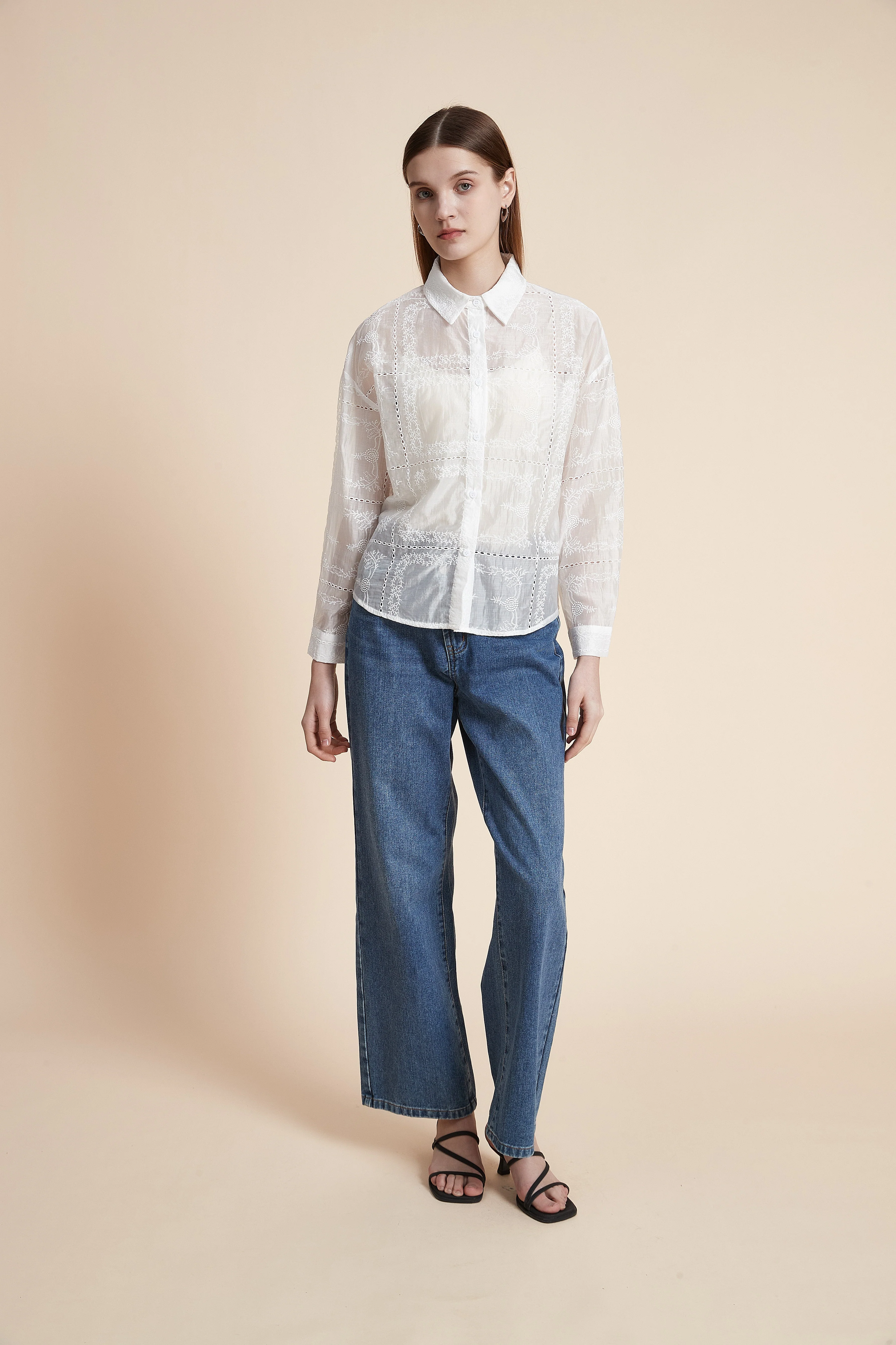 Long Sleeve Sheer Printed Shirt - Image 4