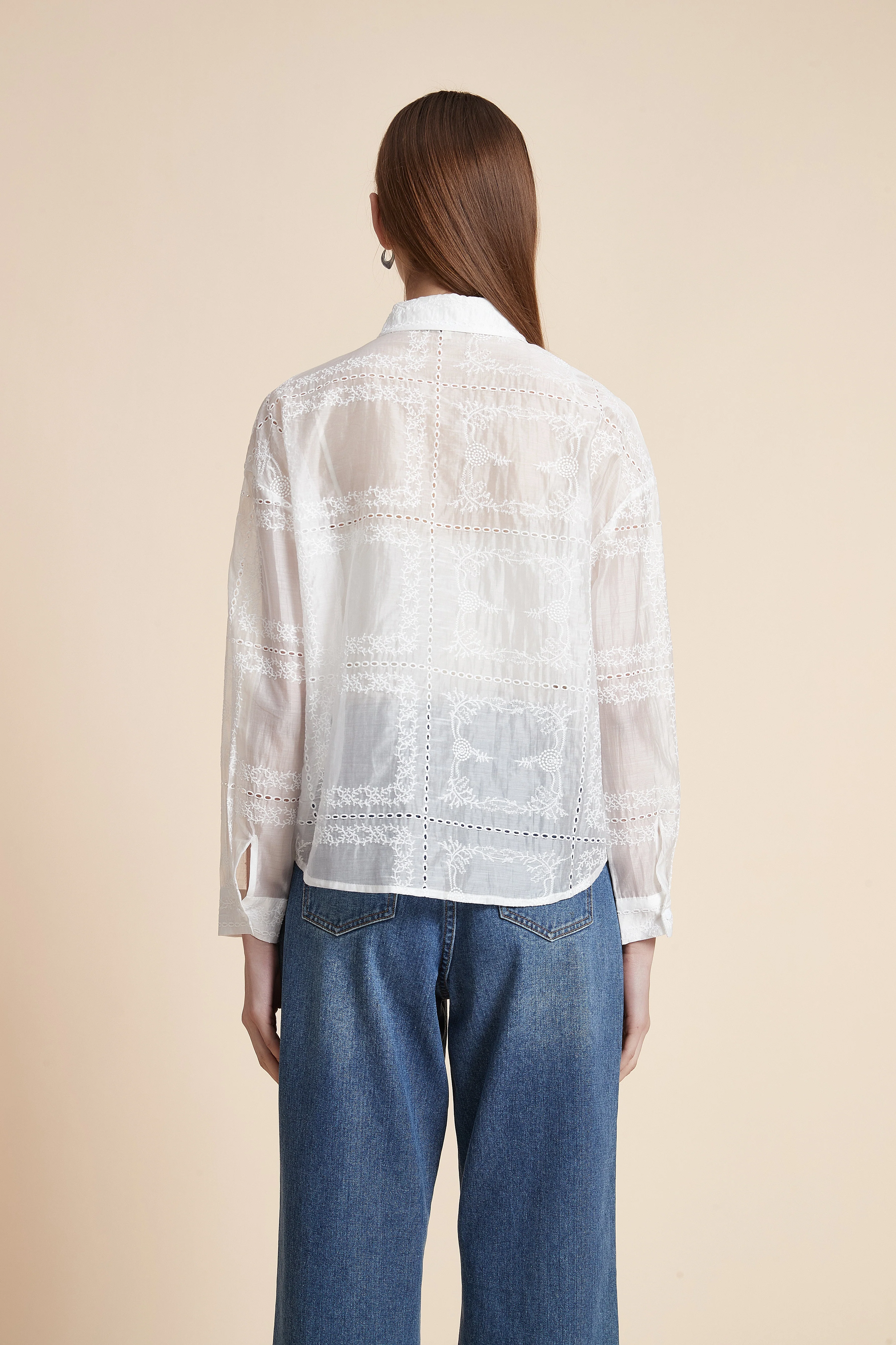 Long Sleeve Sheer Printed Shirt - Image 7