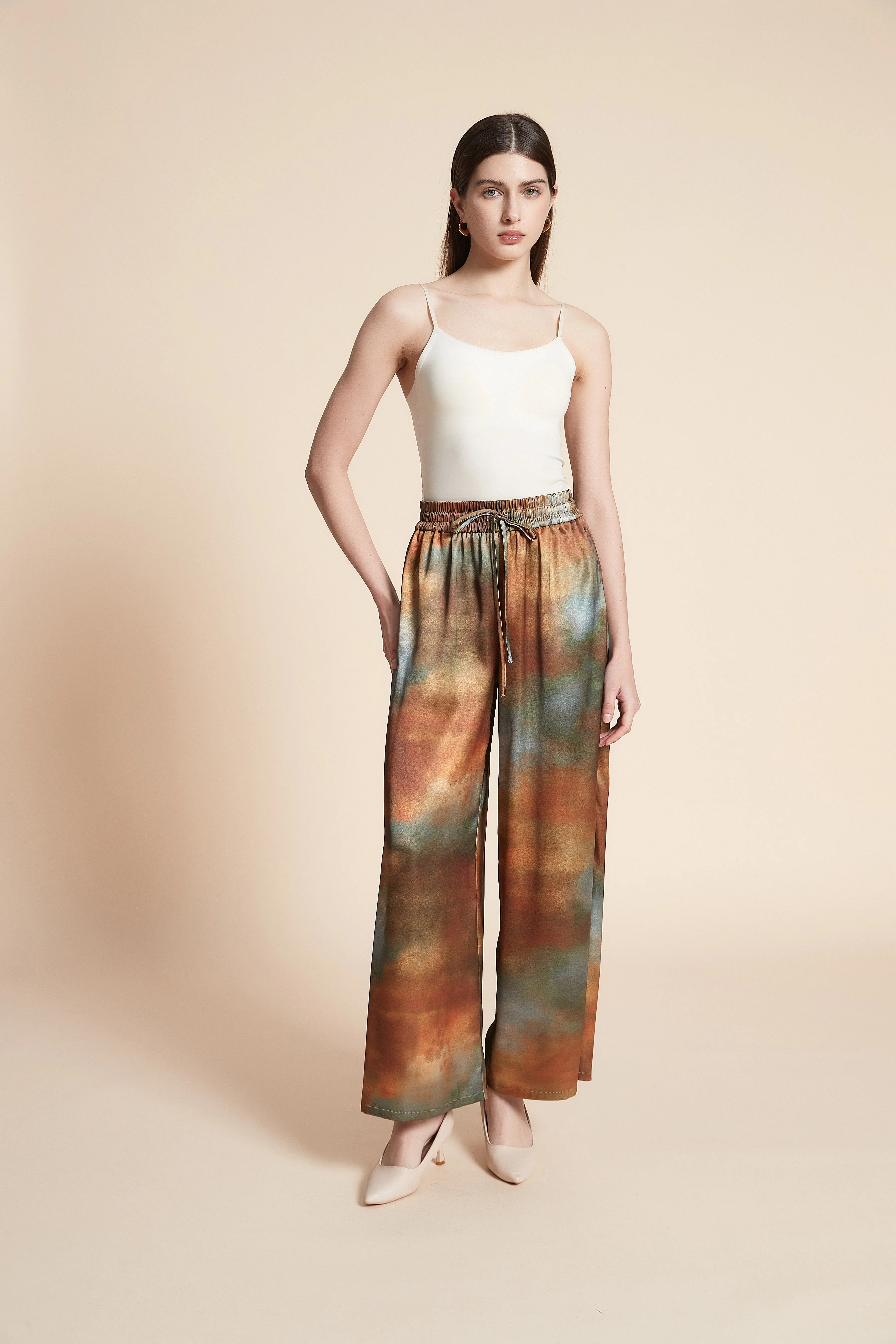 Printed Wide-Leg Pants