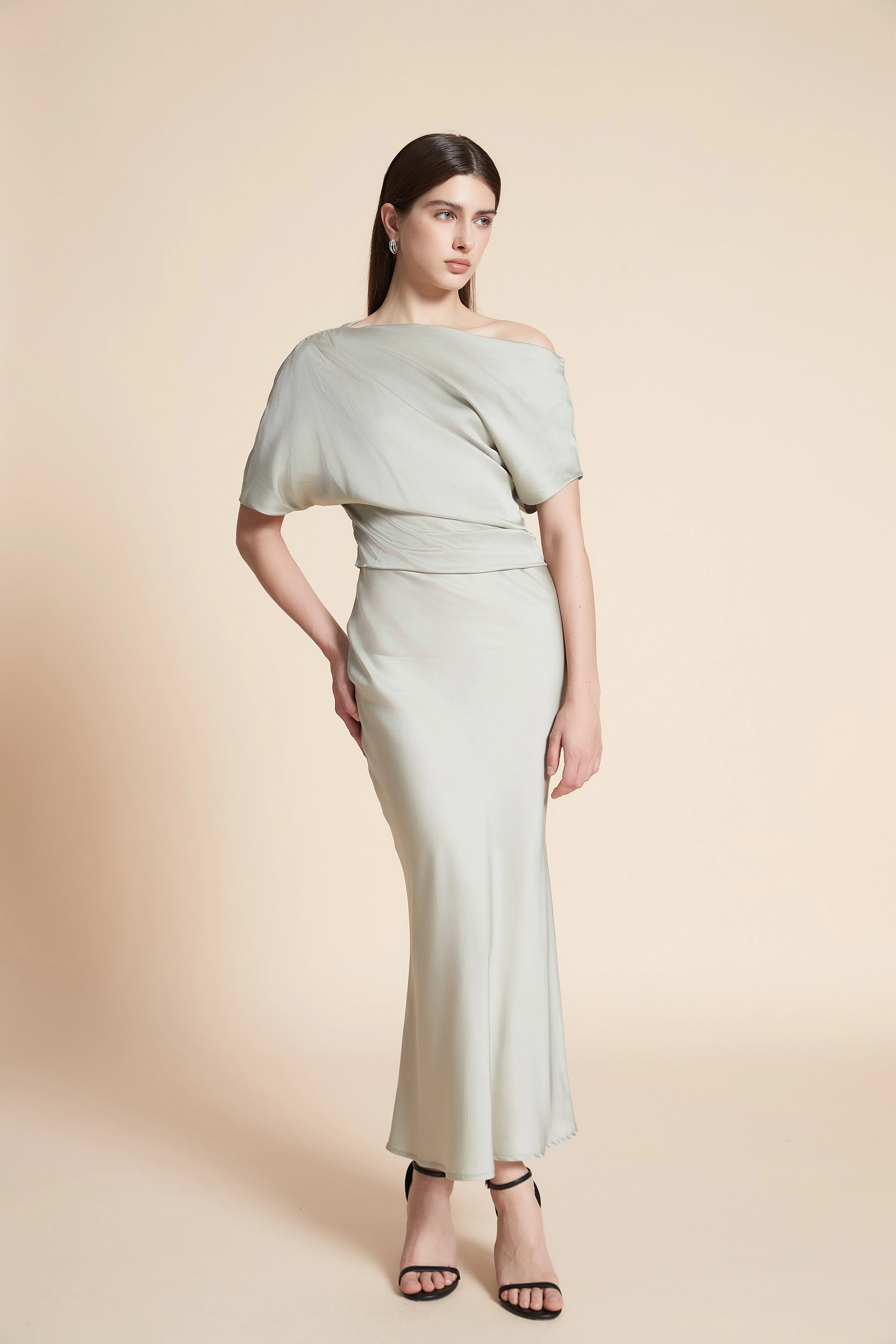 Solid Short Sleeve Maxi Dress