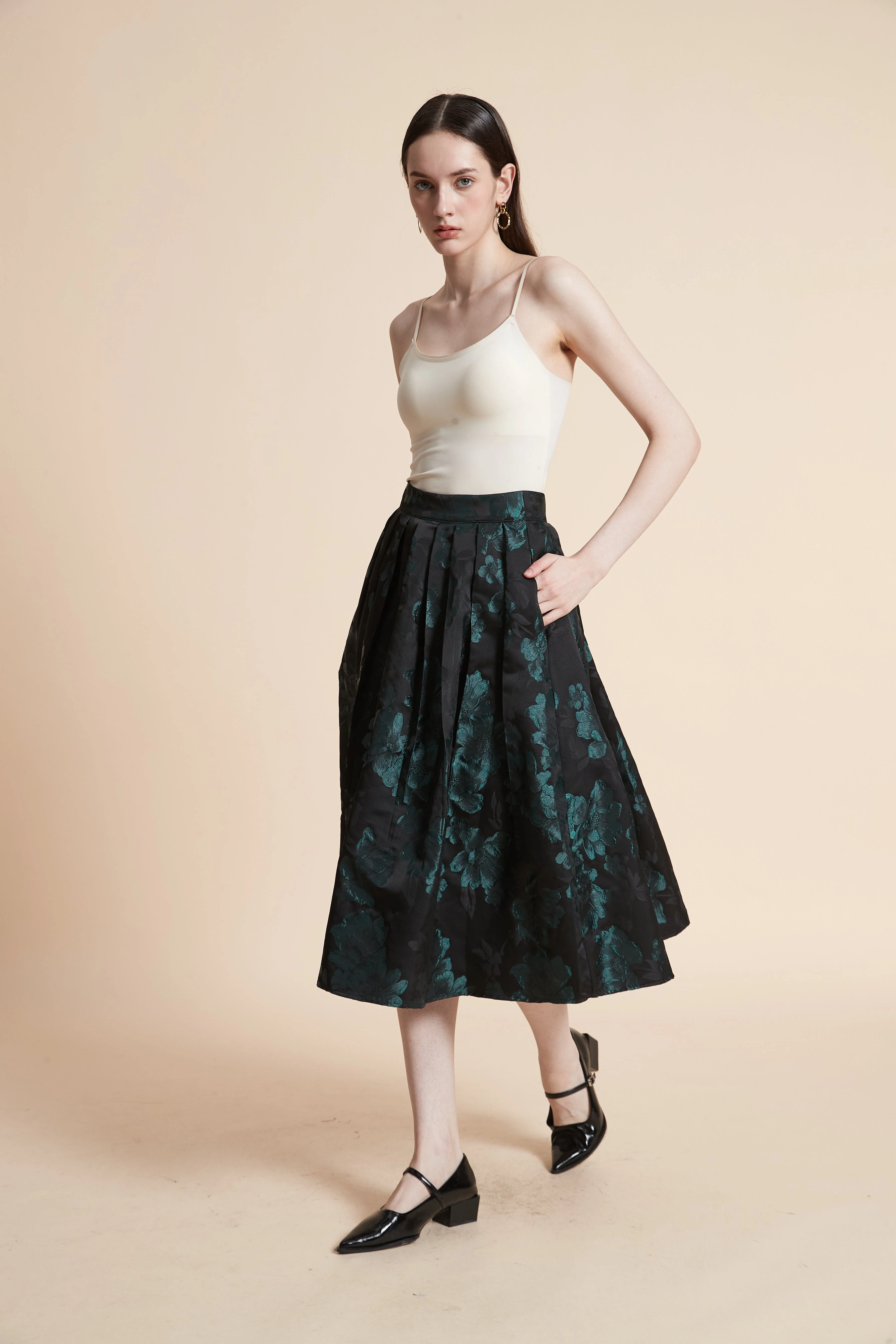 Large Floral Print Midi Skirt - Image 3