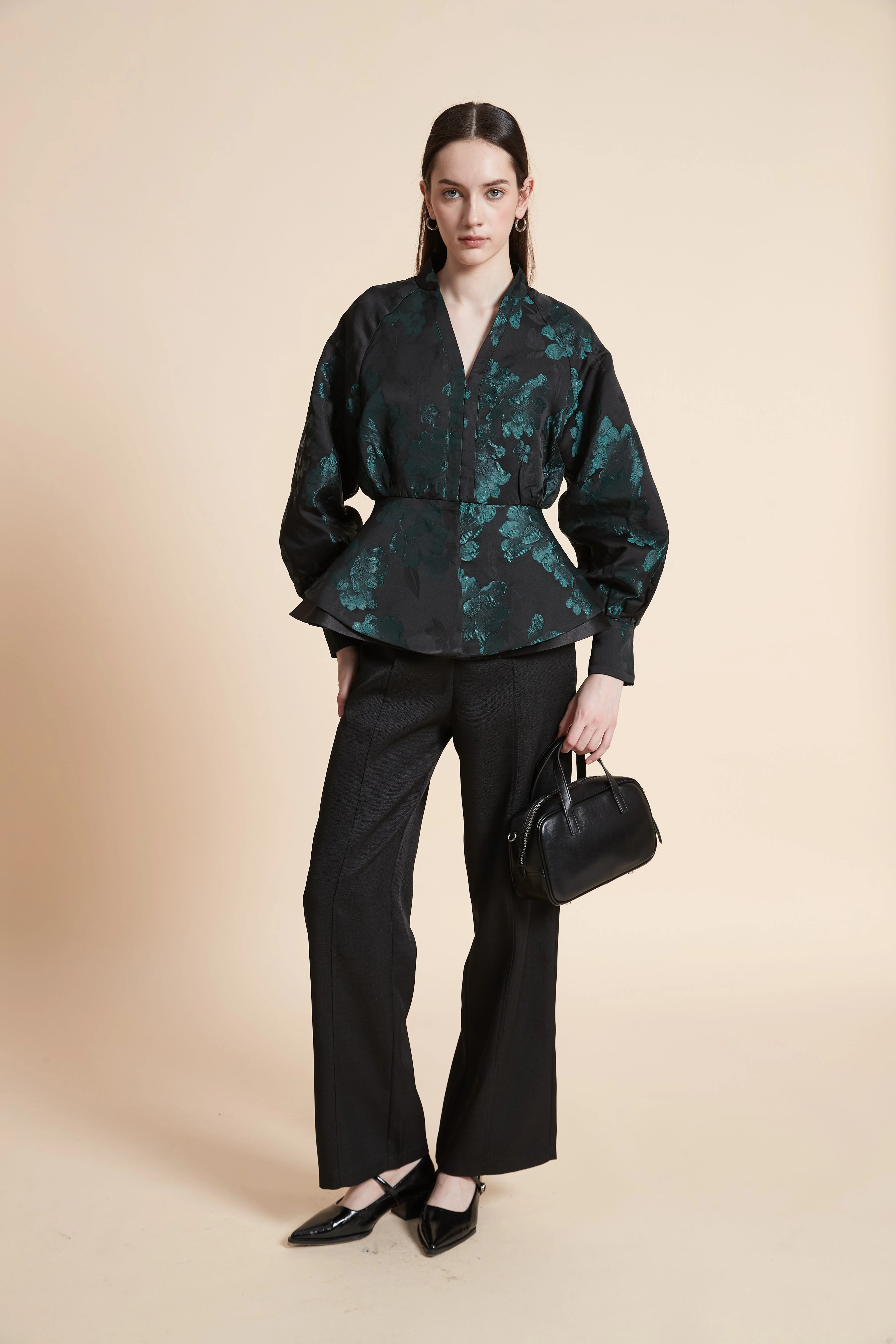 Long Sleeve Ruched Printed Jacket - Image 2
