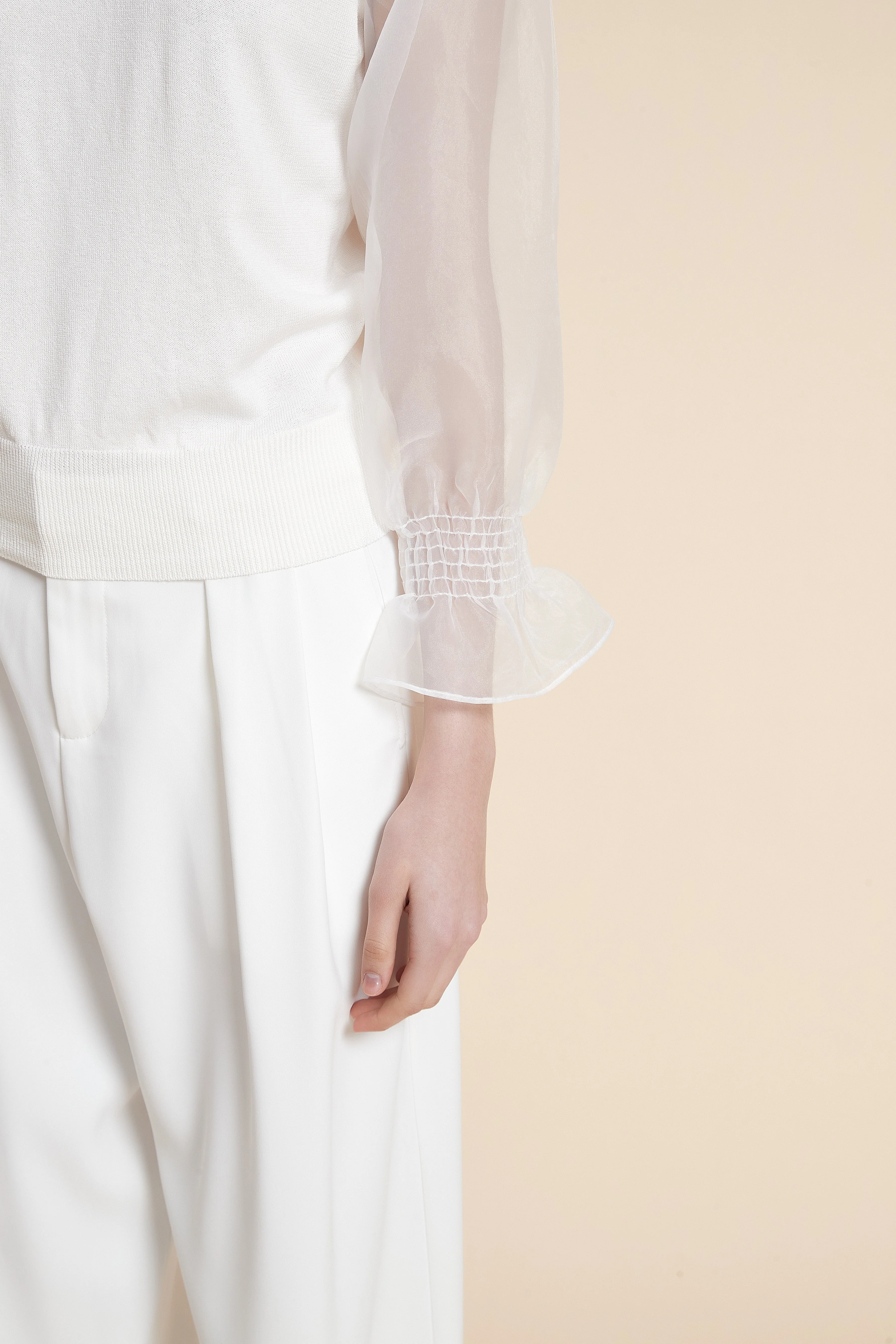 Solid Long Sleeve Sheer Blouse - Image 13