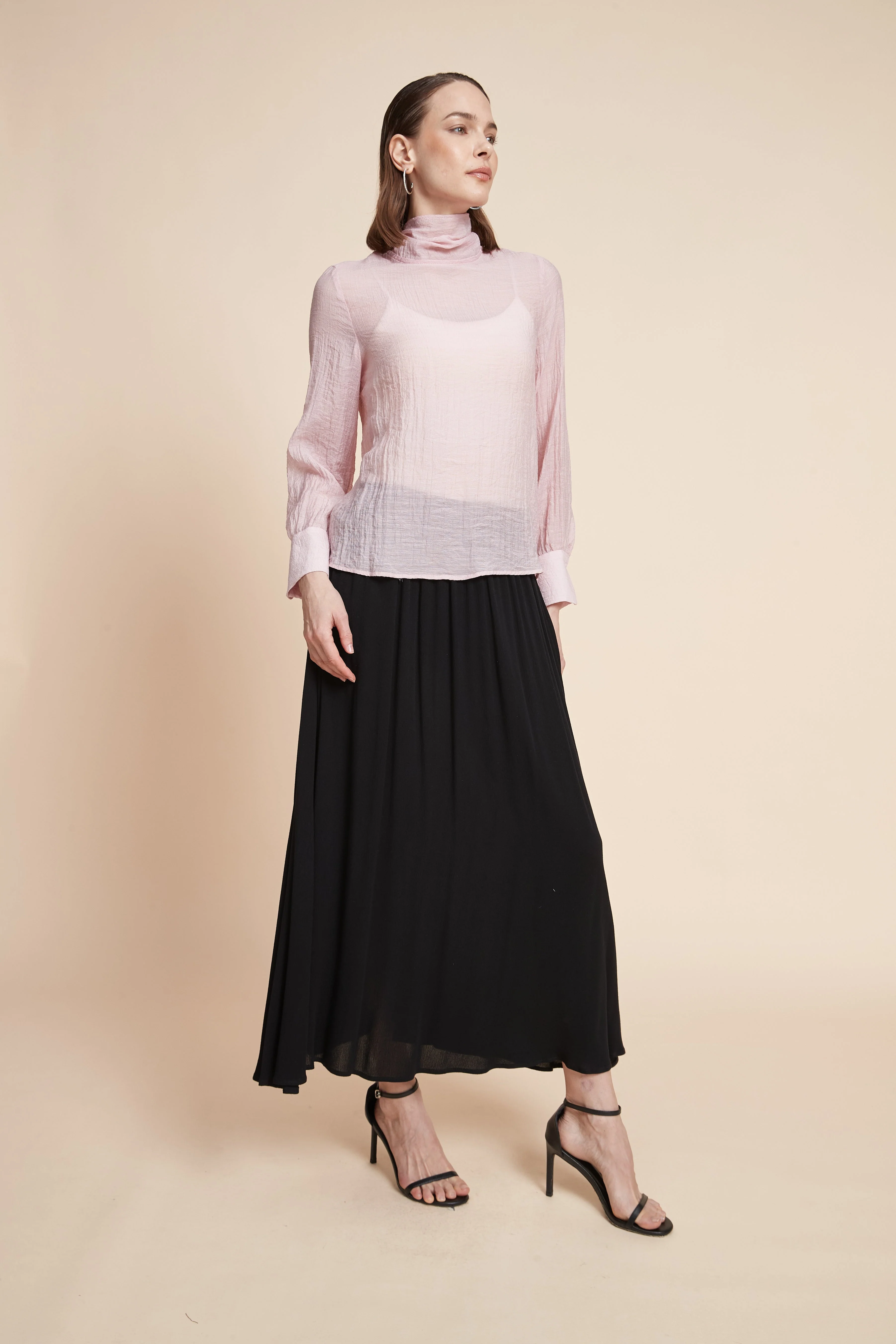 Long-Sleeved Plain Blouse - Image 4
