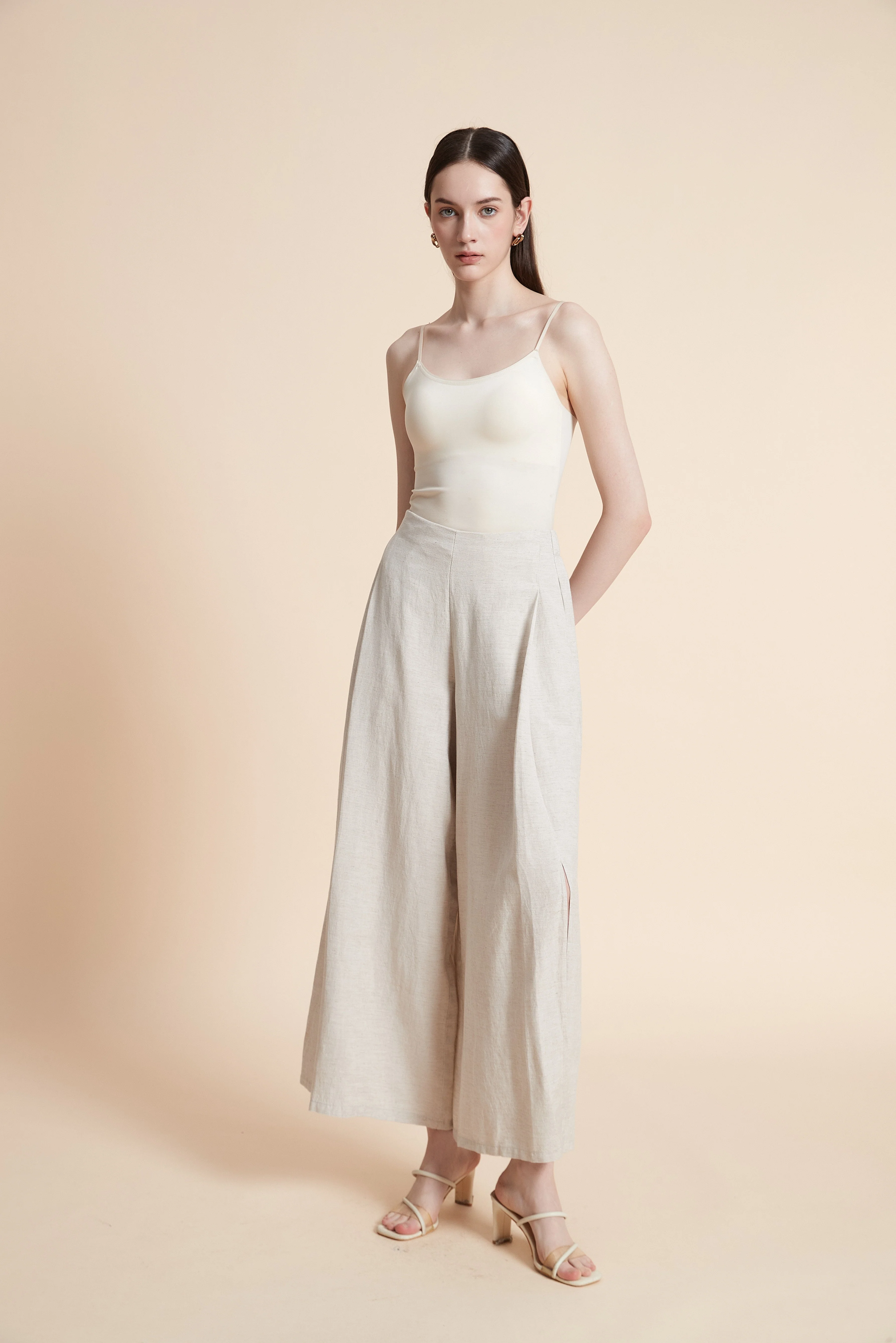 Wide-Leg Plain Dress Pants
