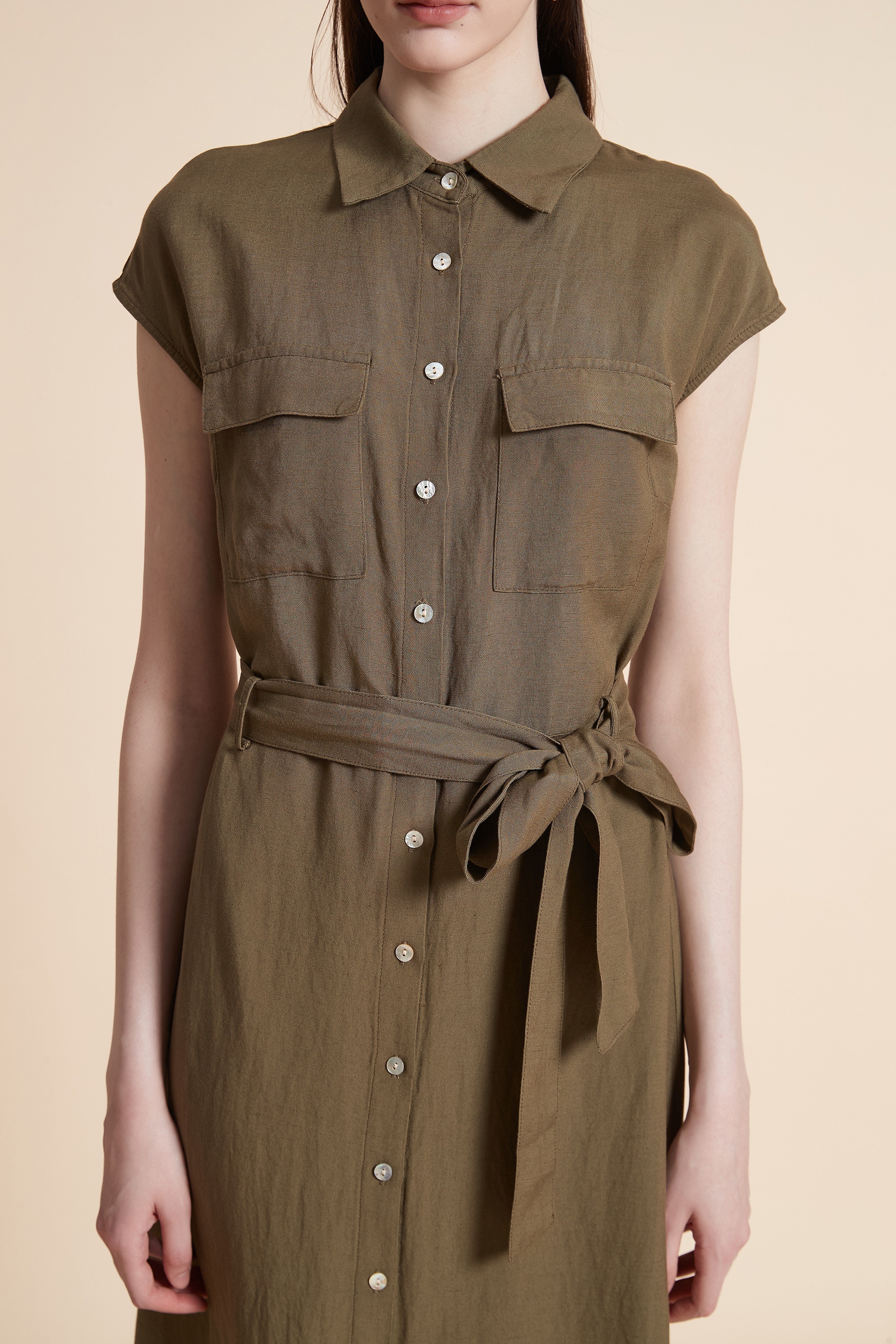 Midi Dress with Waist Tie and Short Sleeves - Image 12