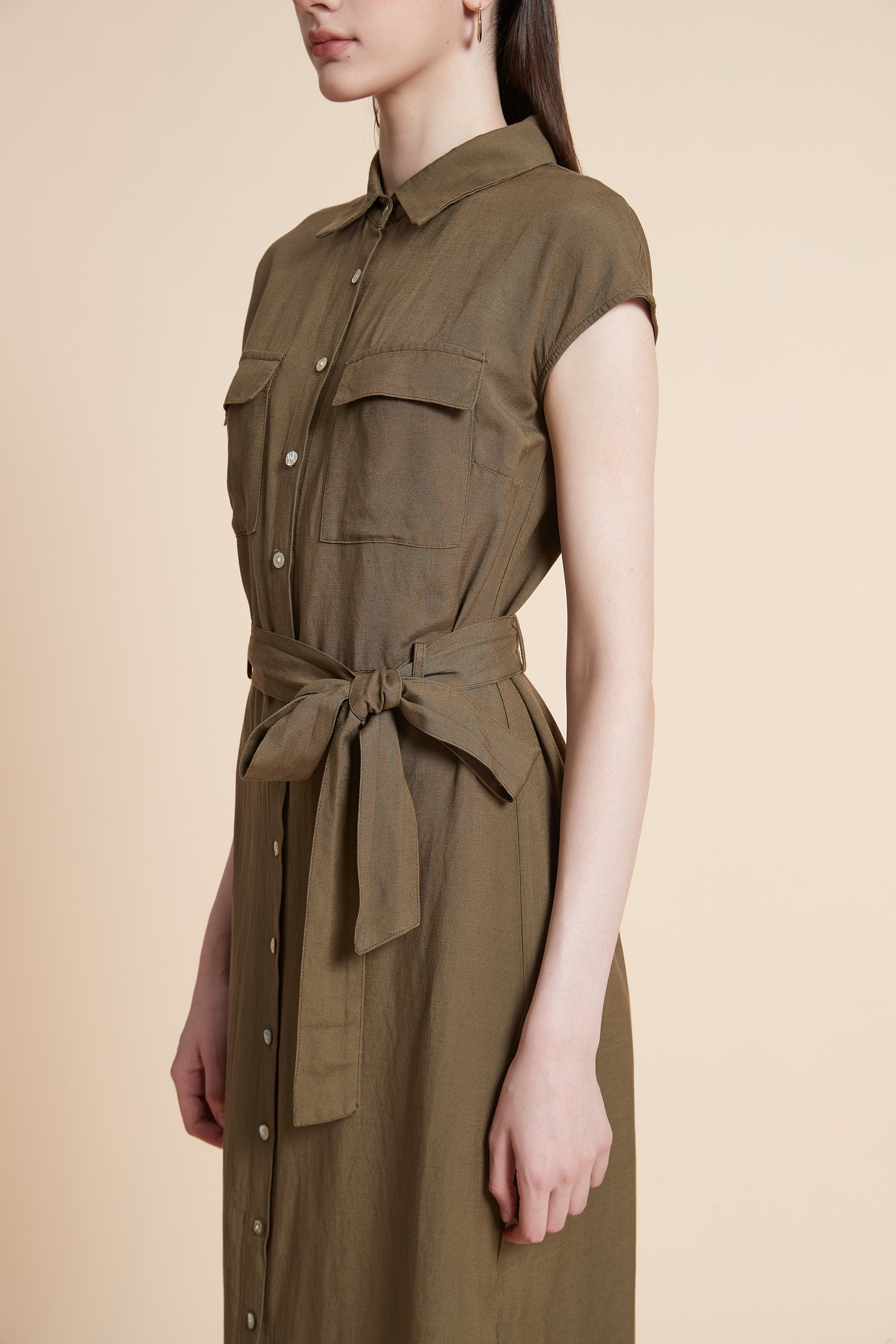 Midi Dress with Waist Tie and Short Sleeves - Image 13