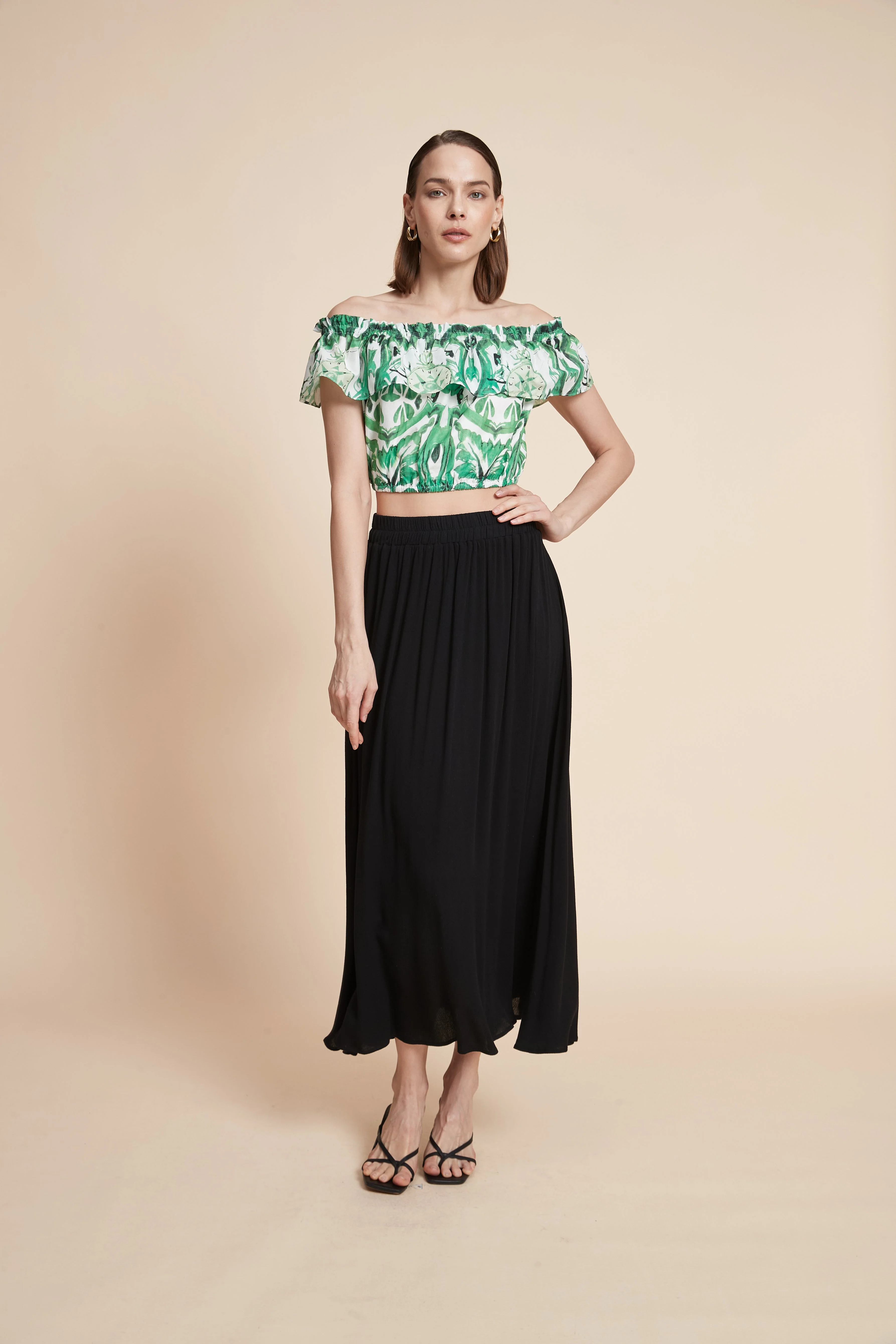 Off-Shoulder Floral Crop Top - Image 2